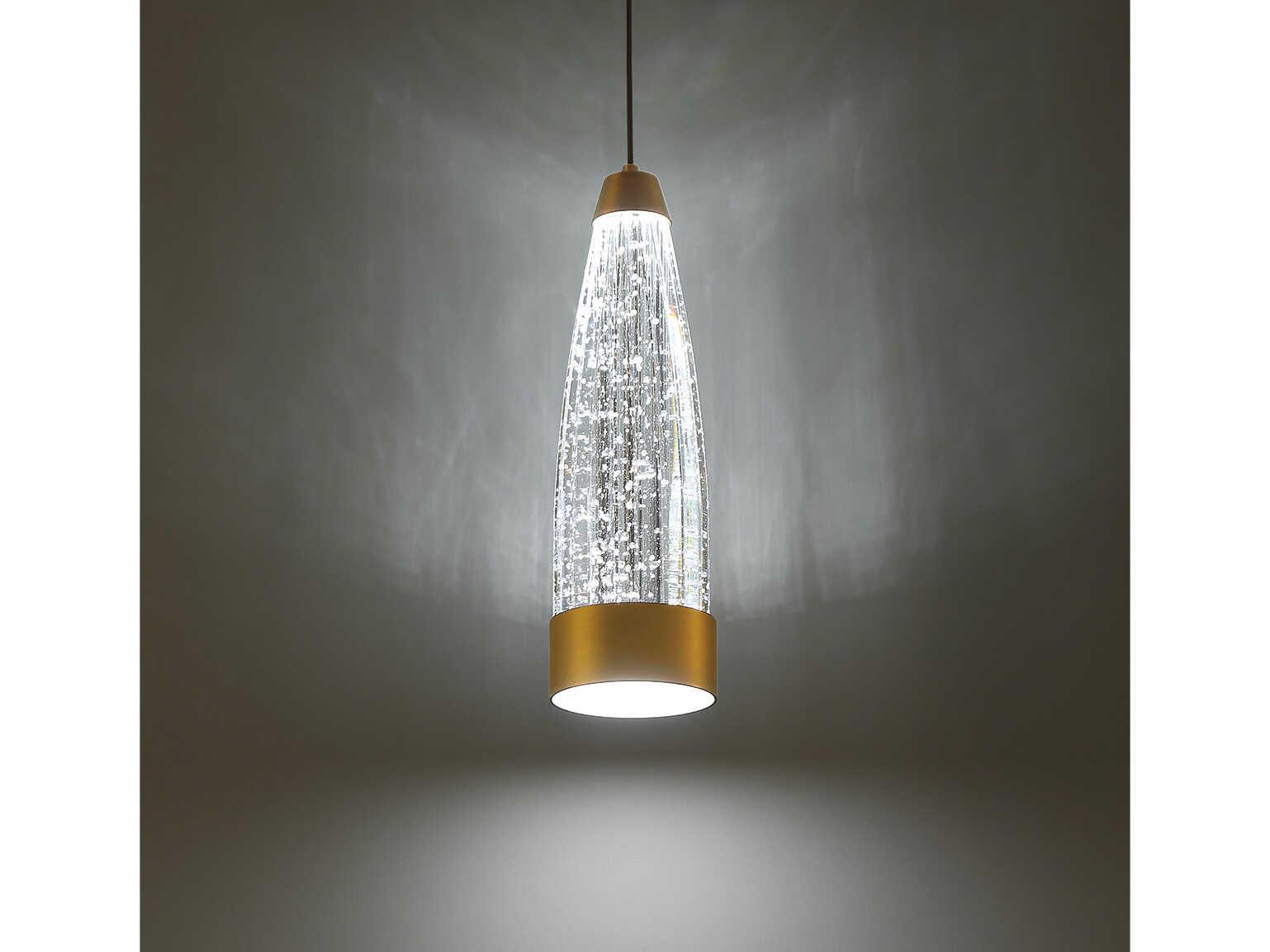 Modern Forms Mystic 1-Light Aged Brass Crystal LED Cylinder Mini Pendant