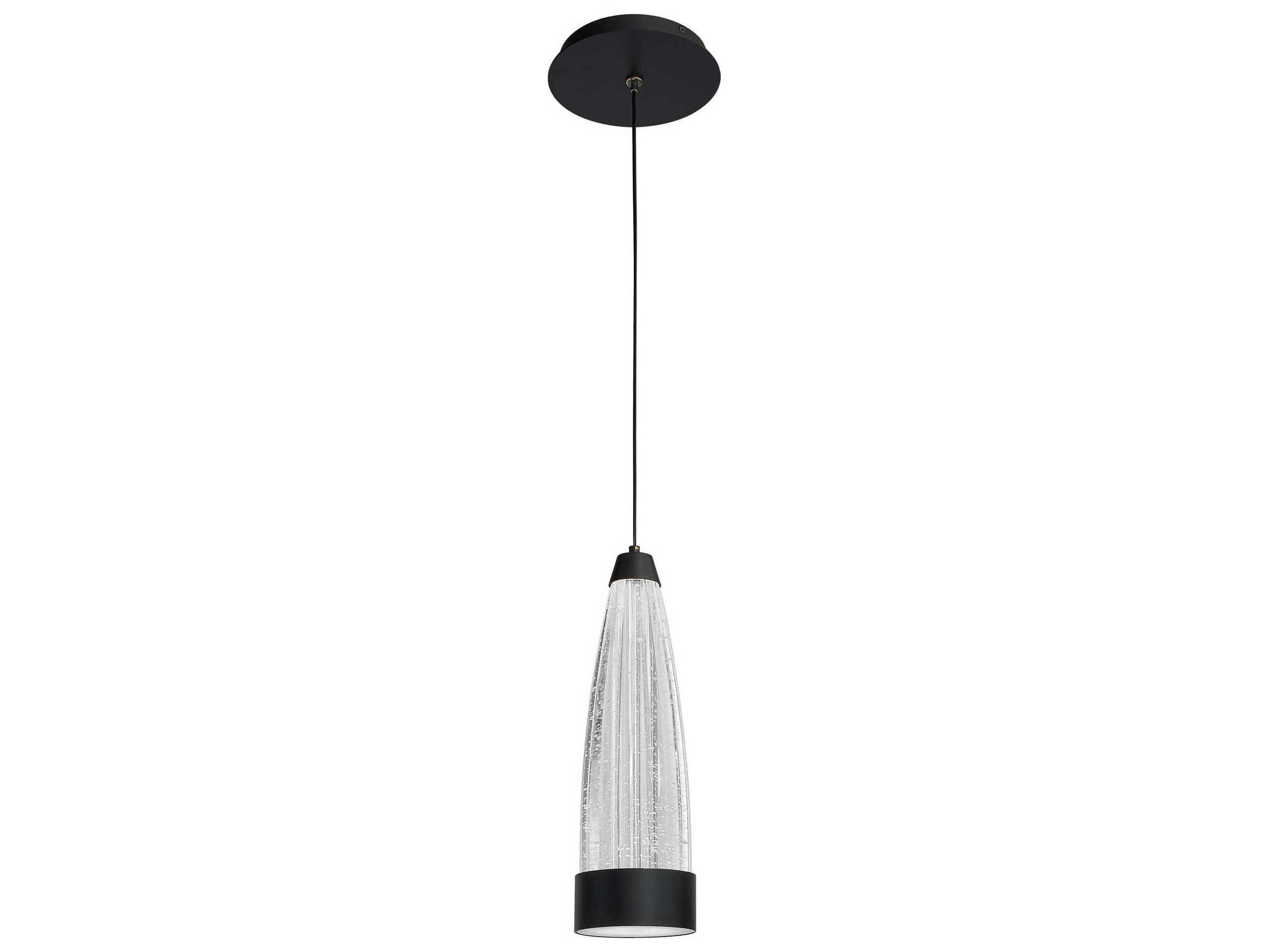 Modern Forms Mystic 1-Light Black Crystal LED Cylinder Mini Pendant