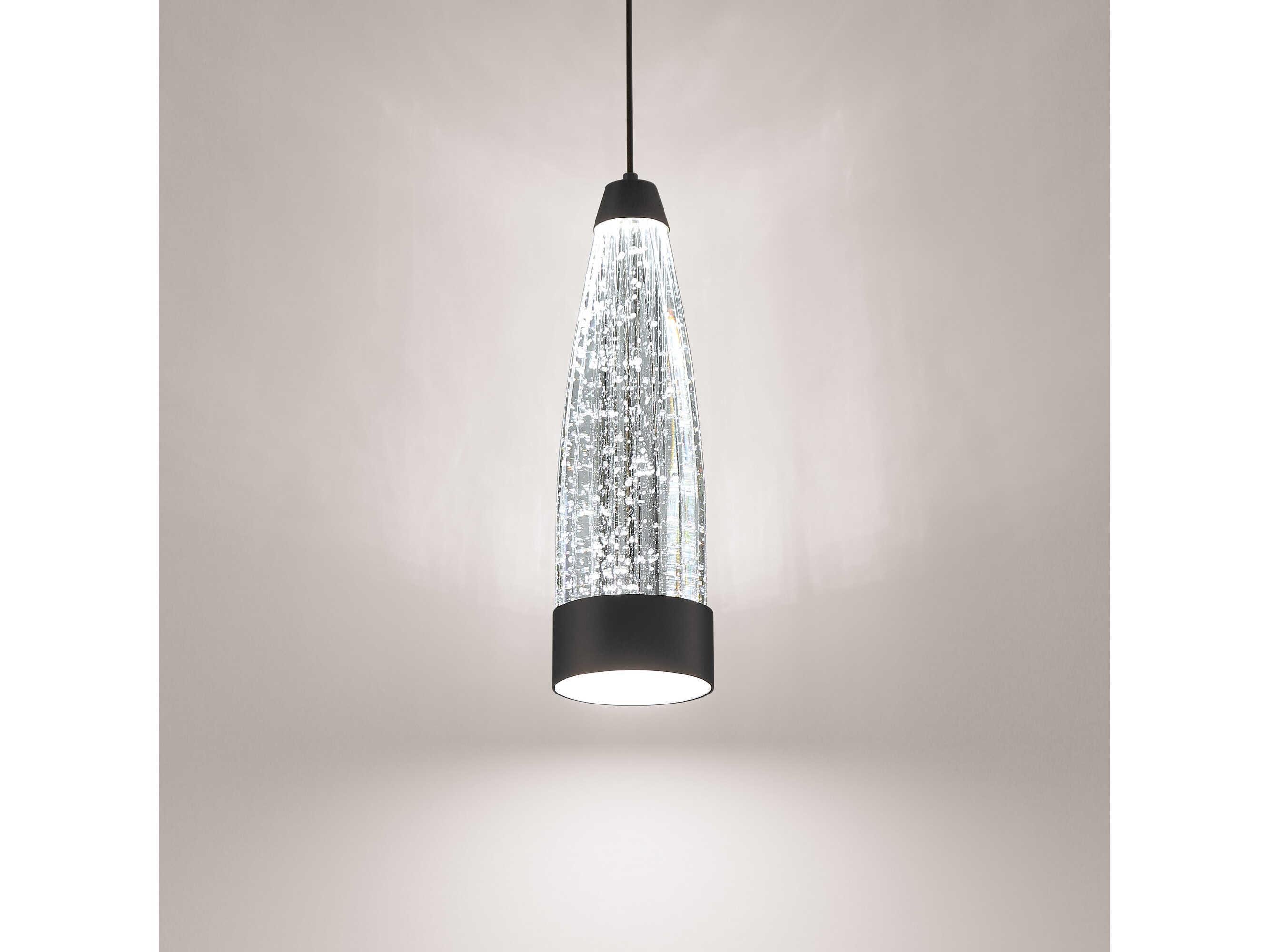 Modern Forms Mystic 1-Light Black Crystal LED Cylinder Mini Pendant