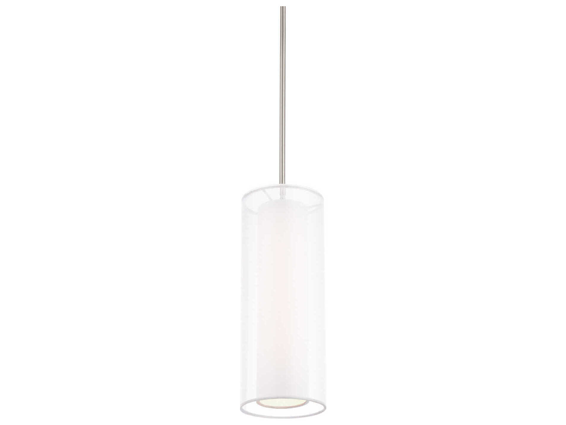 Modern Forms Metropolis 1-Light Brushed Nickel Glass LED Cylinder Mini Pendant