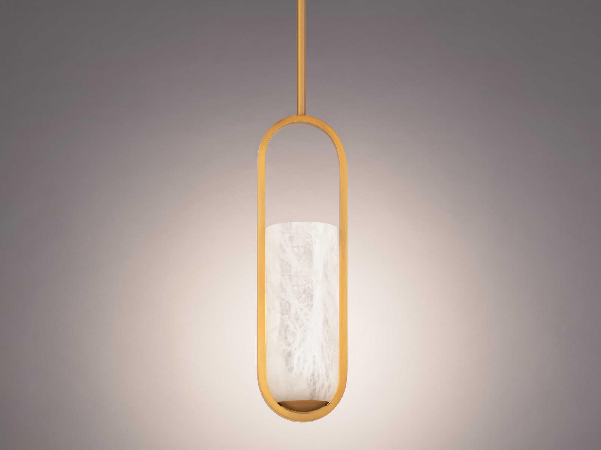 Modern Forms Rollins 1-Light Aged Brass Glass LED Cylinder Mini Pendant