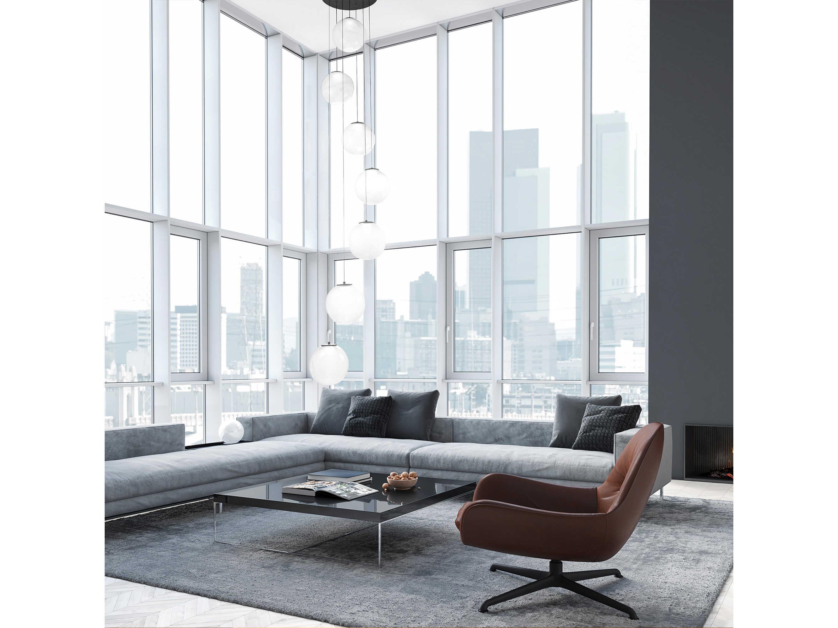 Modern Forms Cosmic 7-Light Brushed Nickel Glass LED Globe Pendant