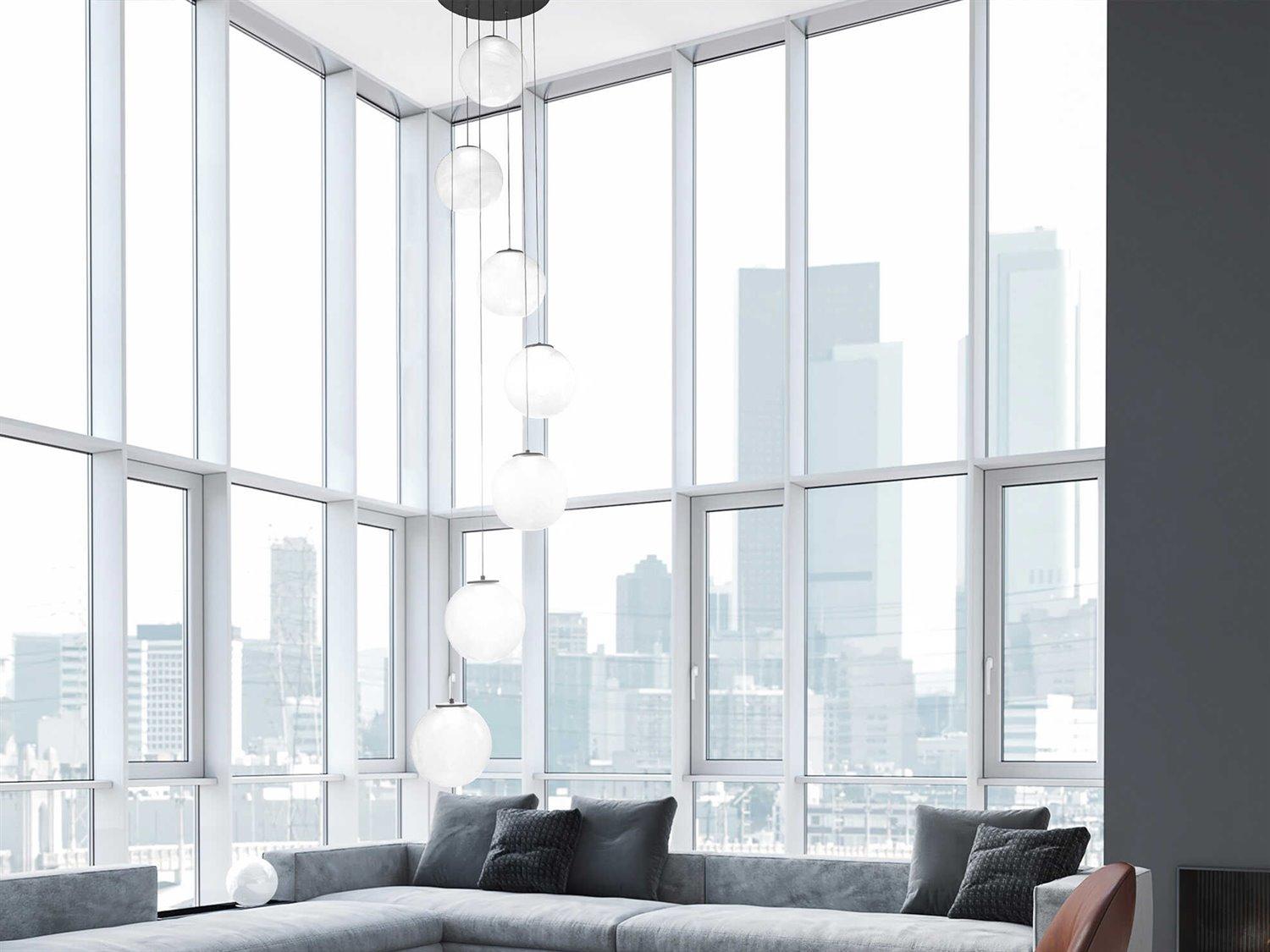 Modern Forms Cosmic 7-Light Brushed Nickel Glass LED Globe Pendant