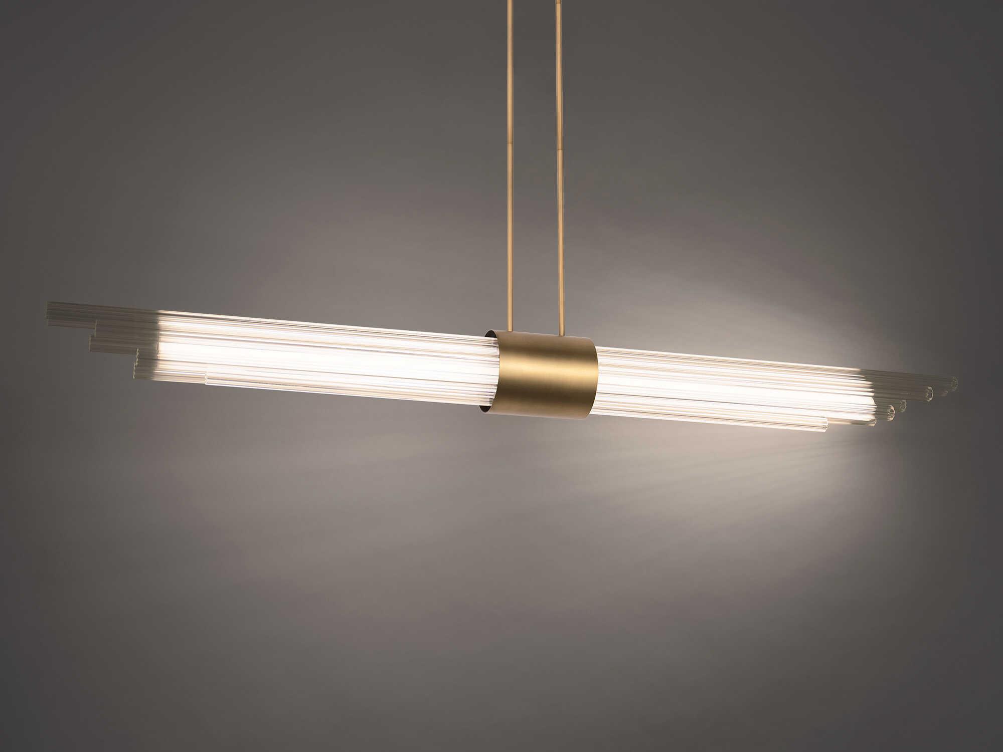 Modern Forms Luzerne 1-Light Aged Brass Glass LED Cylinder Linear Island Pendant