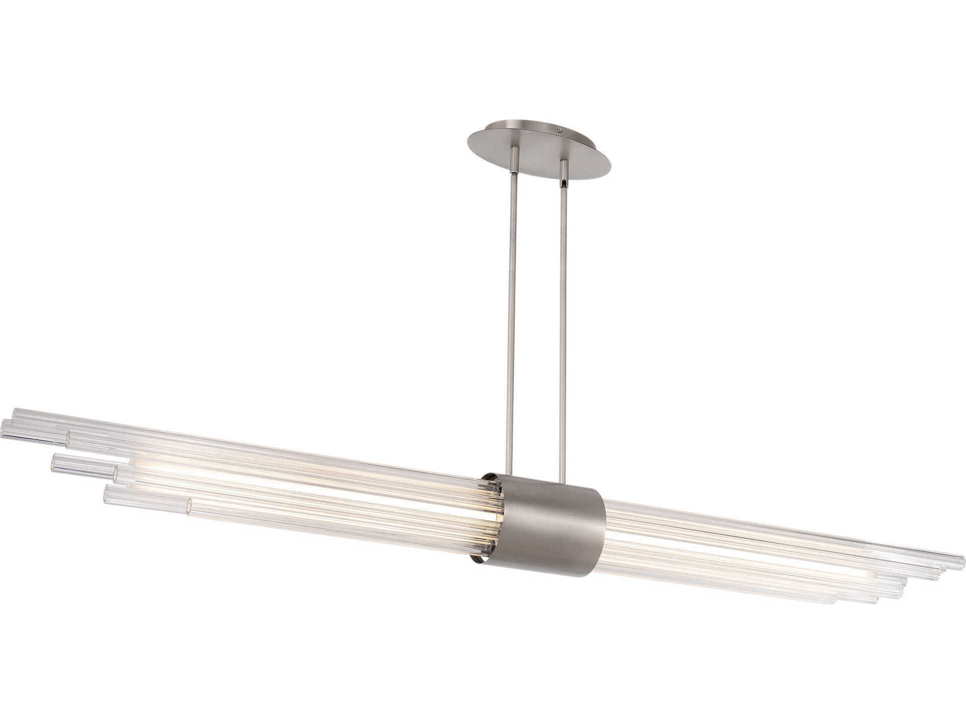 Modern Forms Luzerne 1-Light Brushed Nickel Glass LED Cylinder Linear Island Pendant