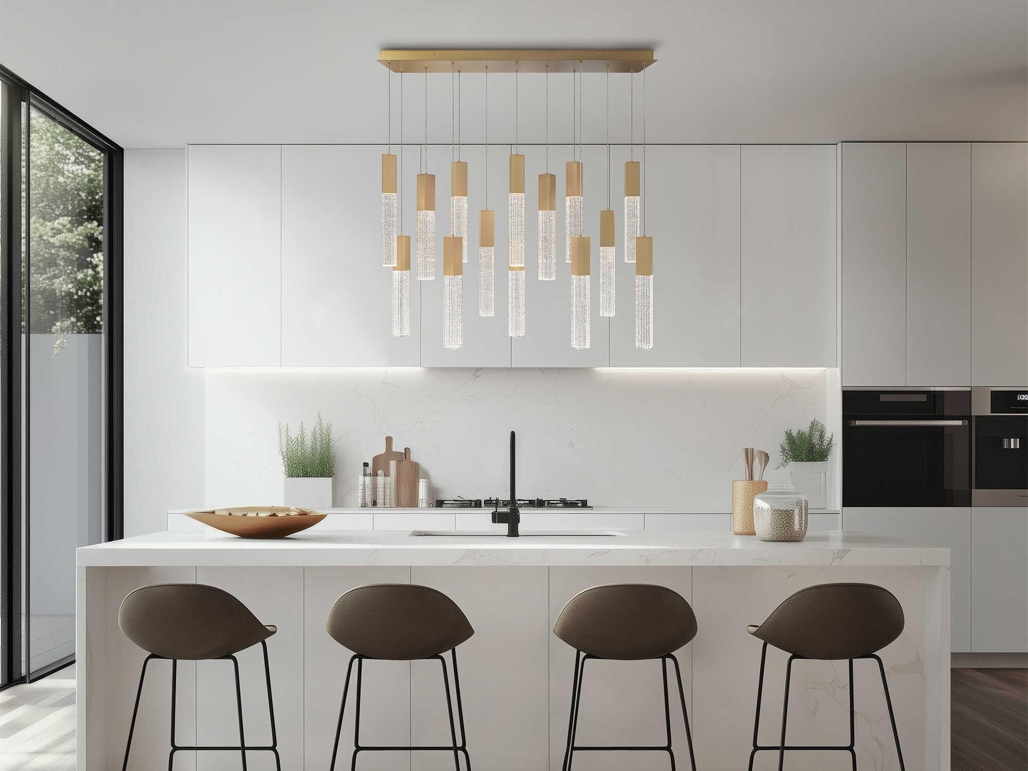 Modern Forms Cinema 14-Light Aged Brass Linear Island Pendant