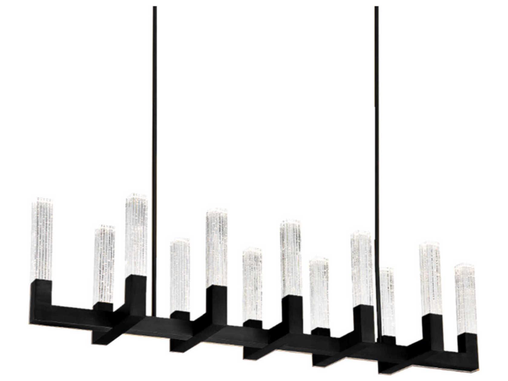 Modern Forms Cinema 12-Light Black Crystal LED Linear Island Pendant