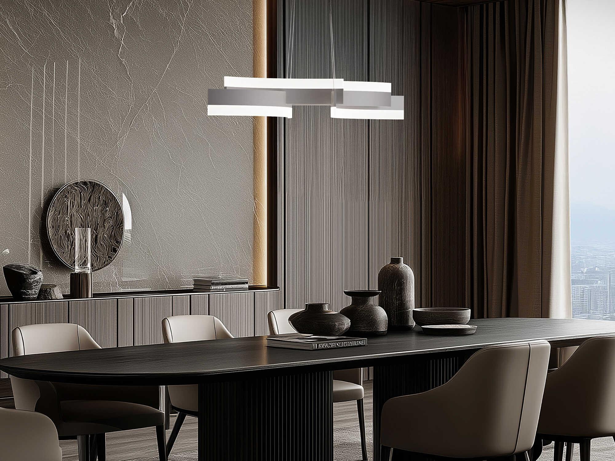 Modern Forms Arcs 1-Light Brushed Nickel Linear Island Pendant