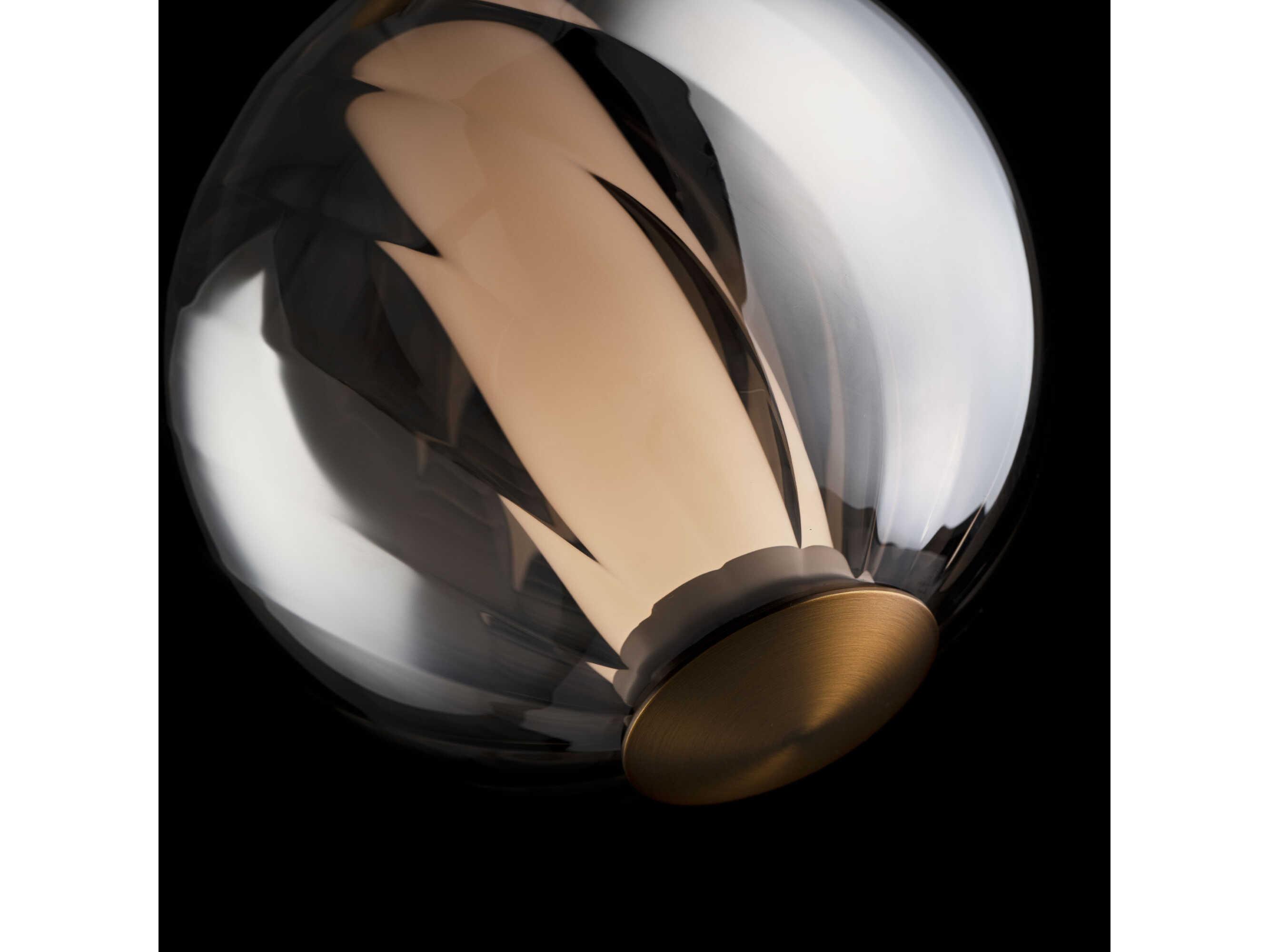 Modern Forms Swirly 1-Light Smoke Glass Aged Brass Globe Mini Pendant