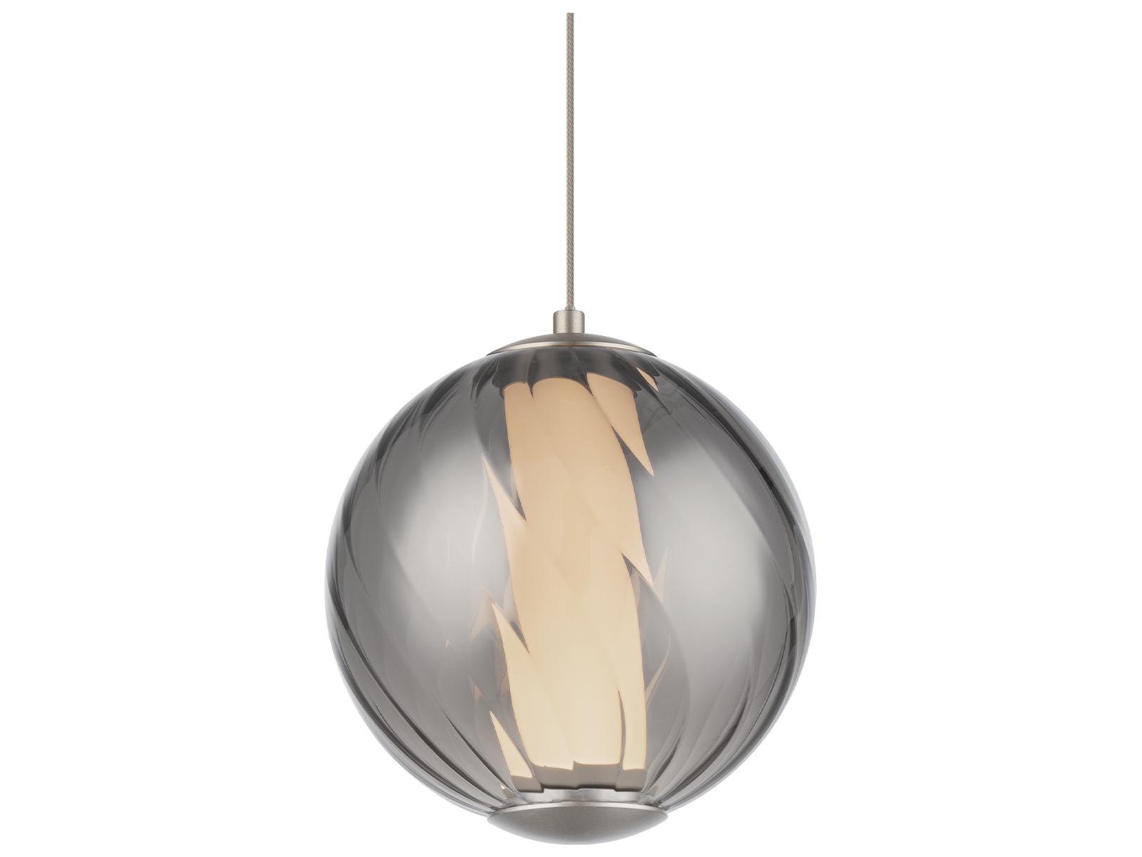 Modern Forms Swirly 1-Light Smoke Glass Brushed Nickel Globe Mini Pendant