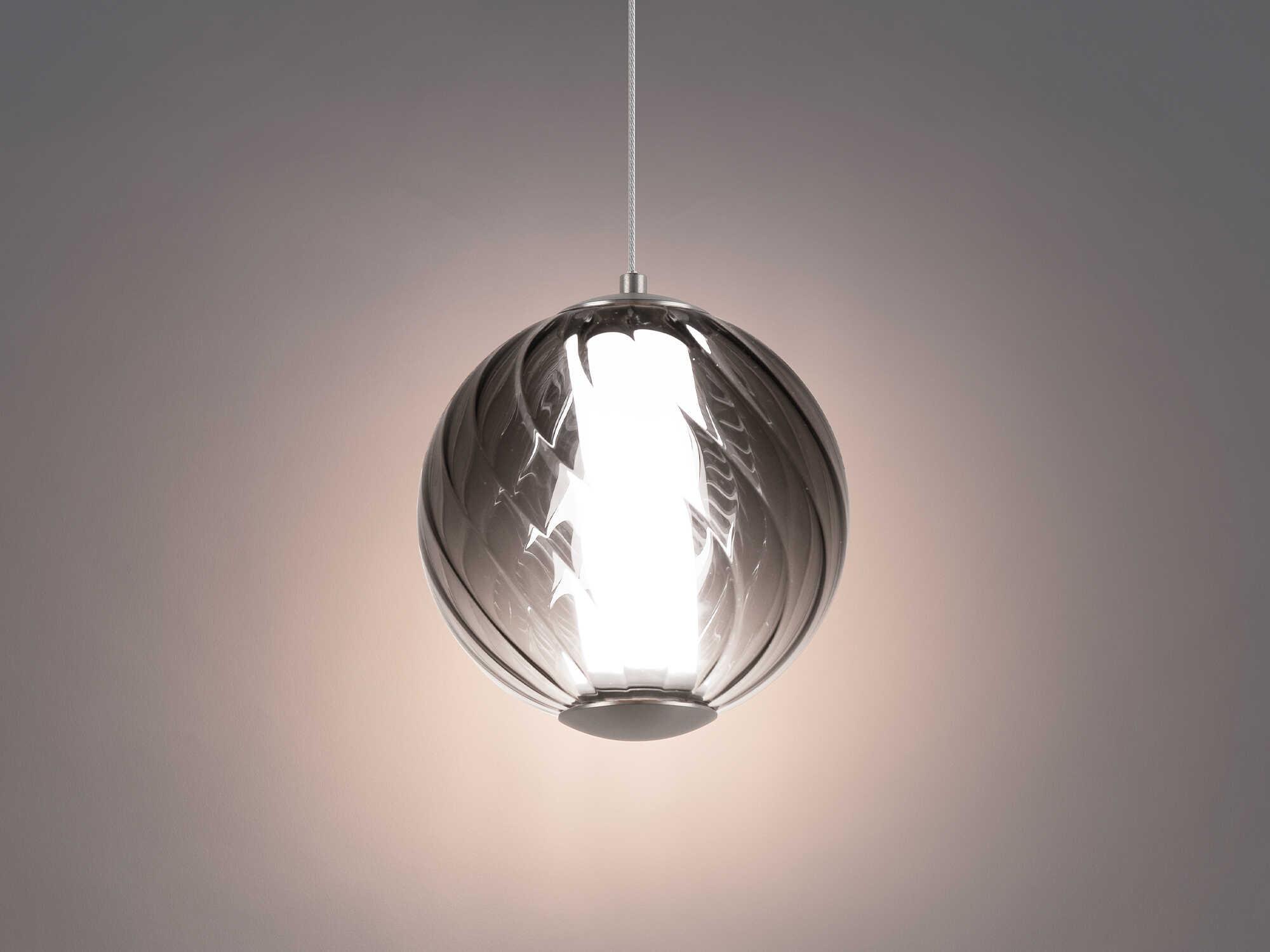 Modern Forms Swirly 1-Light Smoke Glass Brushed Nickel Globe Mini Pendant