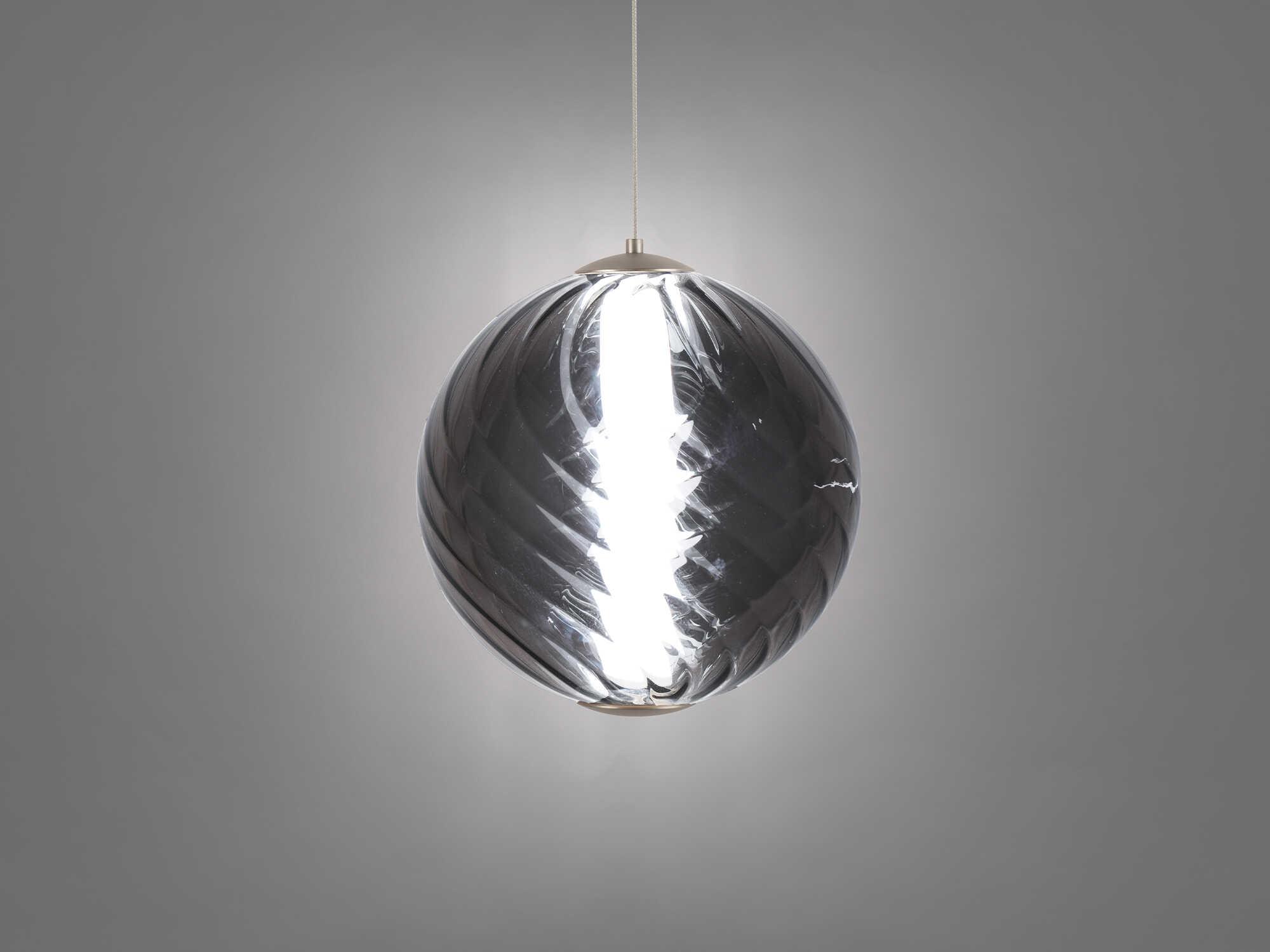 Modern Forms Swirly 1-Light Smoke Glass Brushed Nickel Globe Mini Pendant