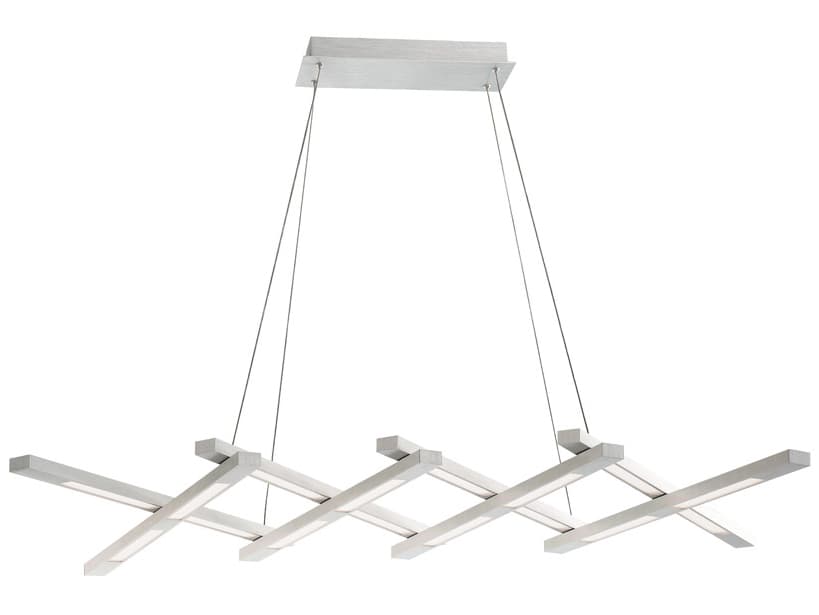 Modern Forms Scissors 1-Light Brushed Aluminum Silver Glass LED Linear Island Pendant