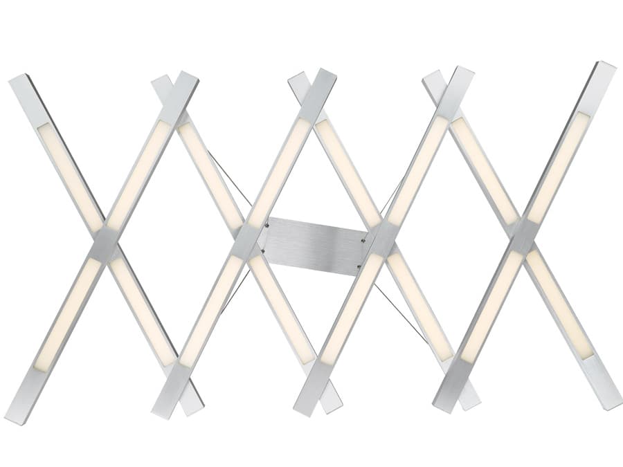 Modern Forms Scissors 1-Light Brushed Aluminum Silver Glass LED Linear Island Pendant