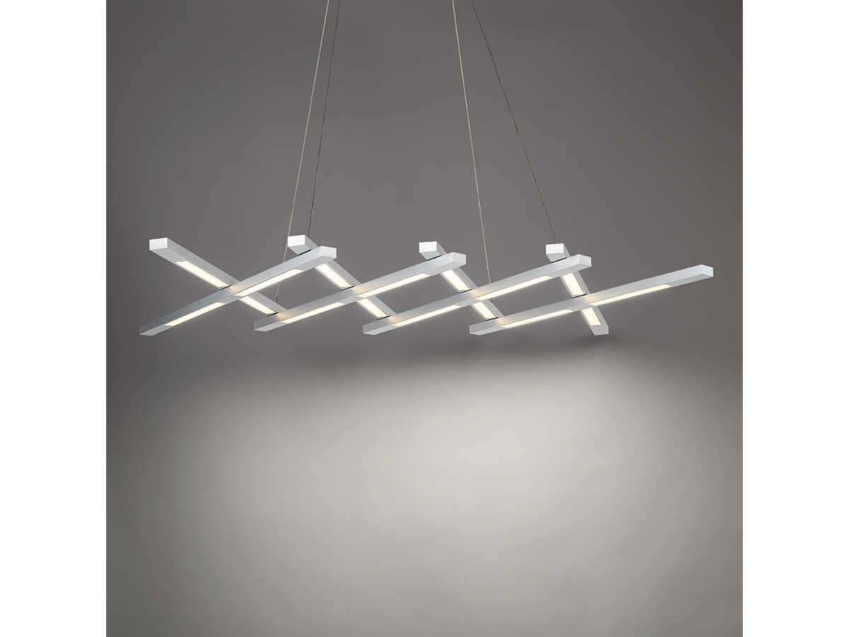 Modern Forms Scissors 1-Light Brushed Aluminum Silver Glass LED Linear Island Pendant