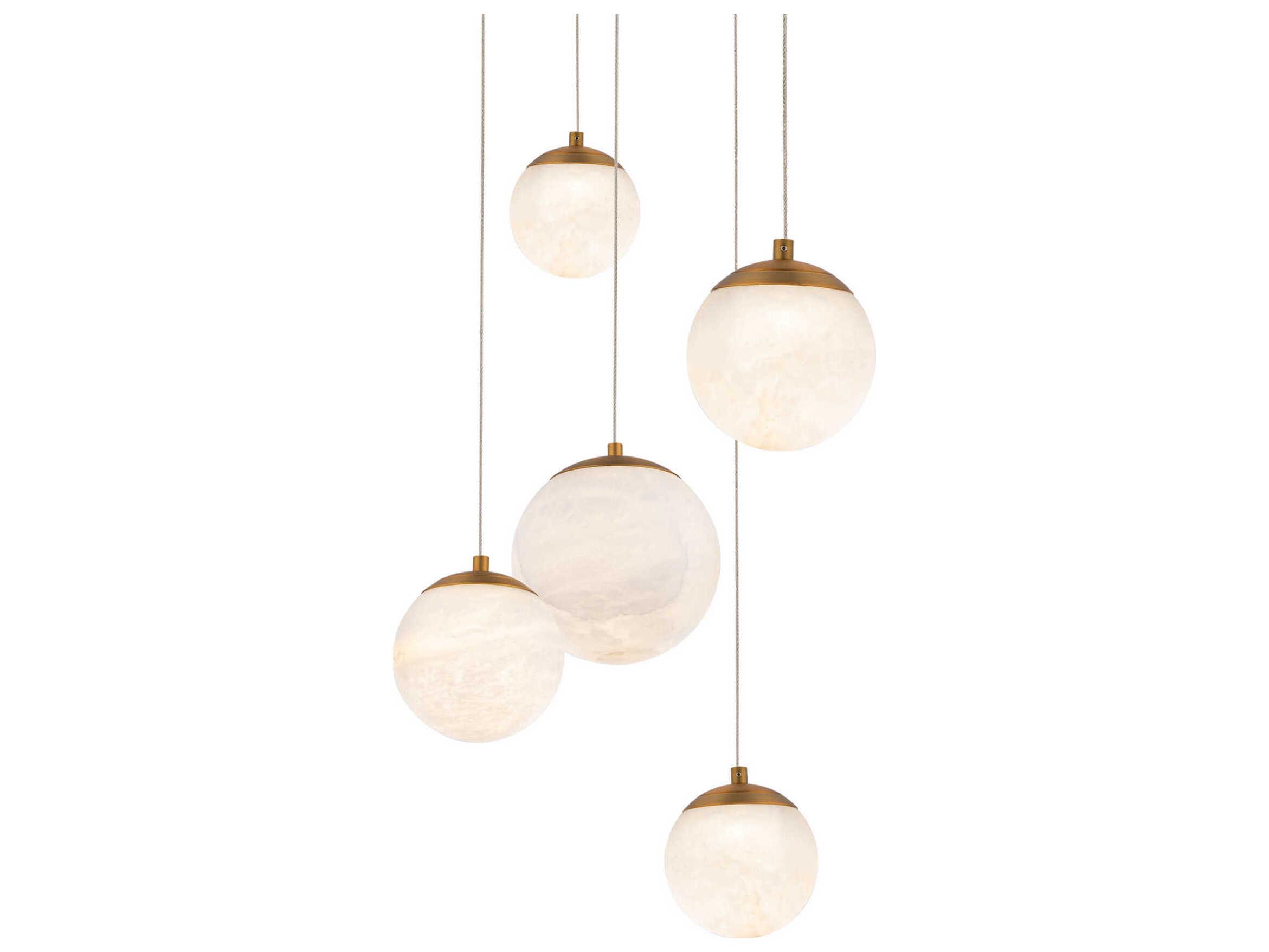 Modern Forms Pisces 5-Light Aged Brass Globe Pendant
