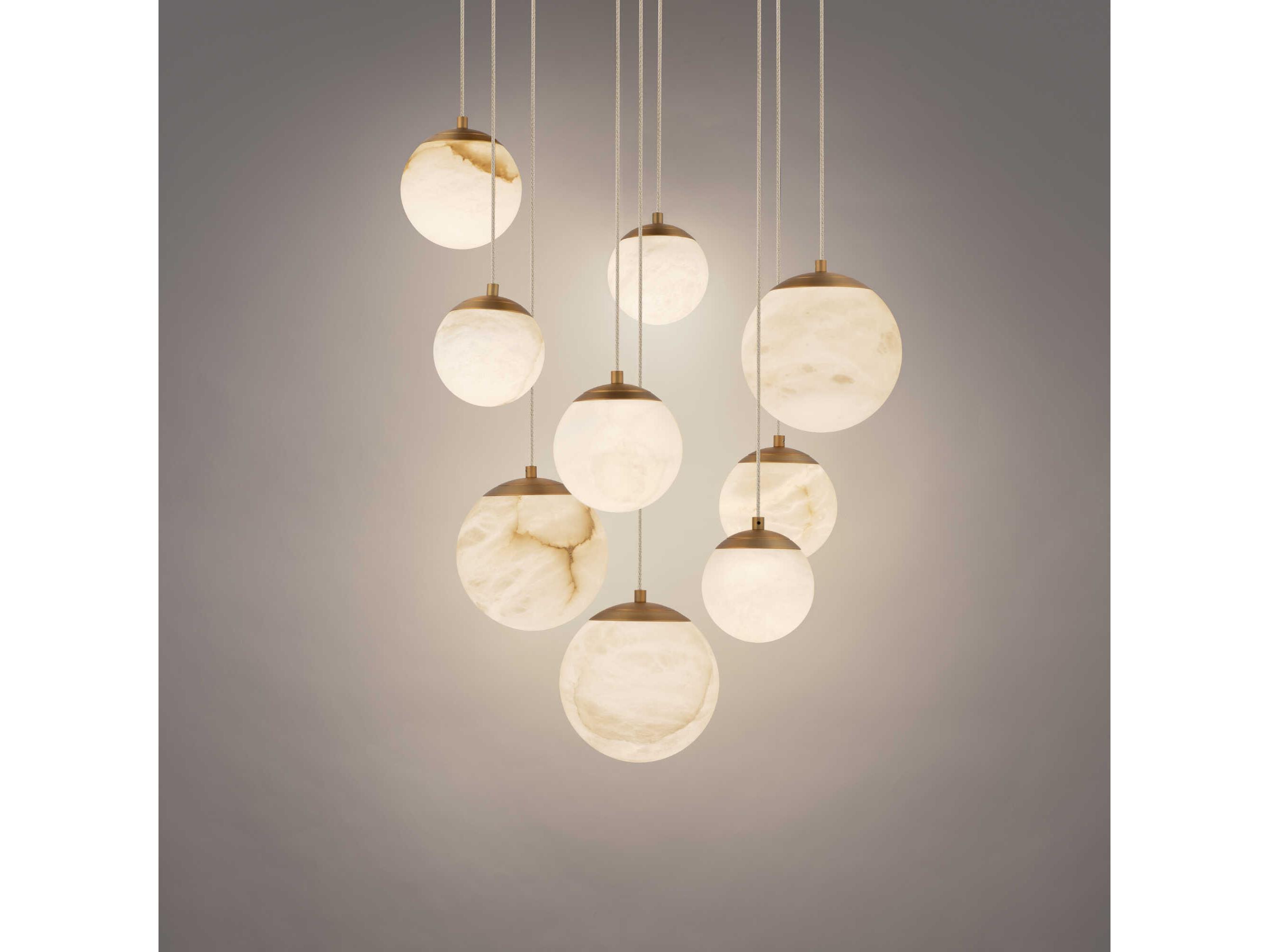 Modern Forms Pisces 9-Light Aged Brass Globe Pendant