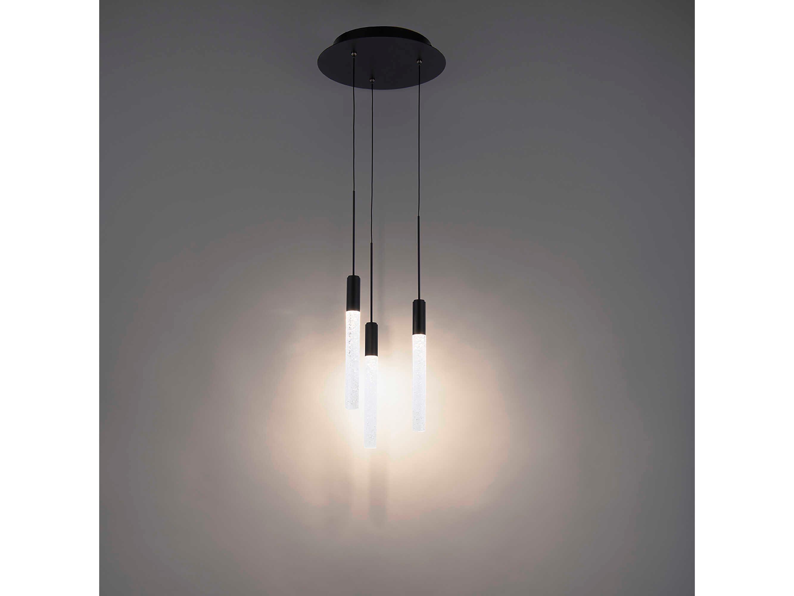 Modern Forms Magic 3-Light Black Crystal LED Cylinder Mini Pendant