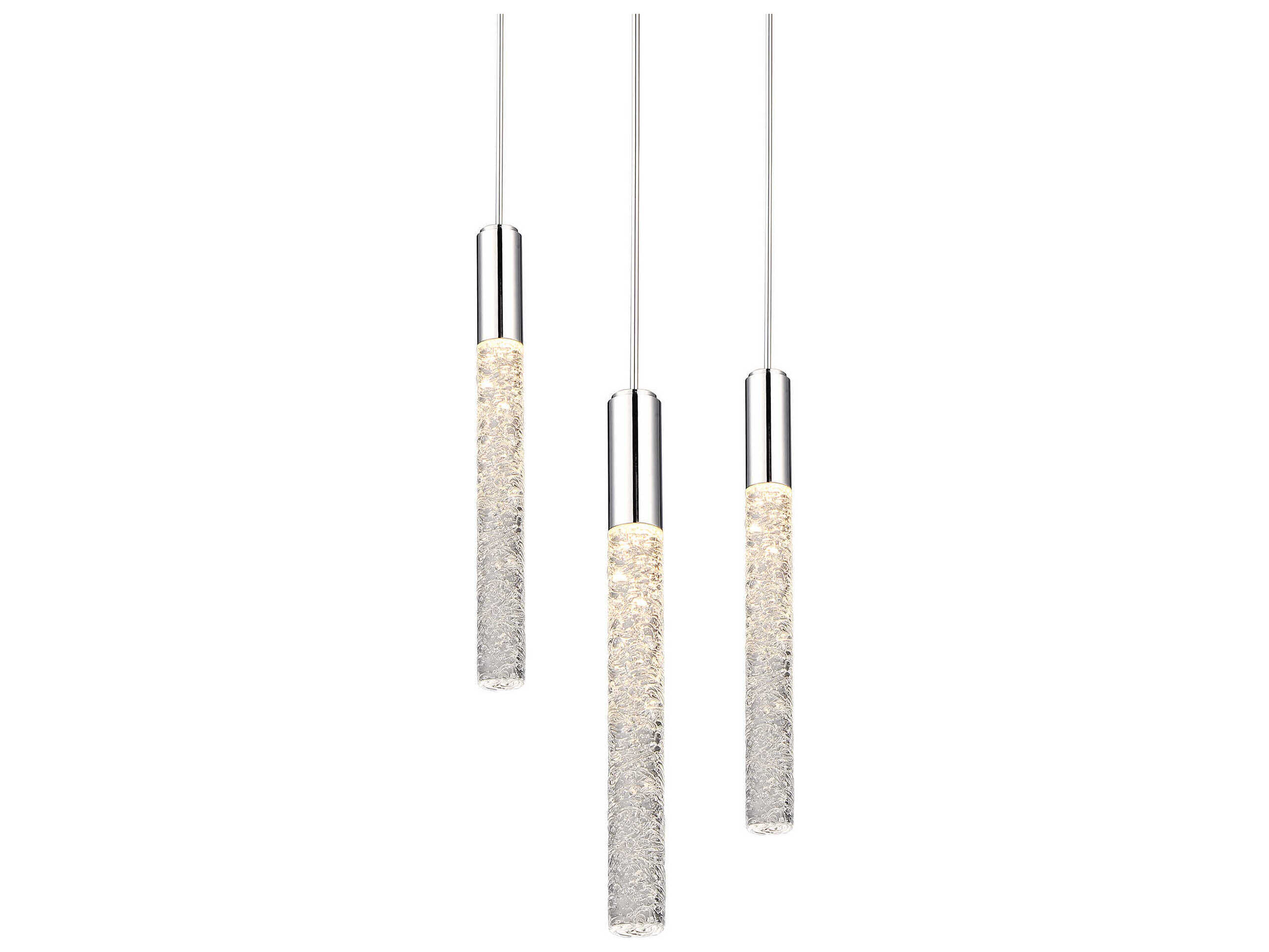 Modern Forms Magic 3-Light Polished Nickel Crystal LED Cylinder Mini Pendant