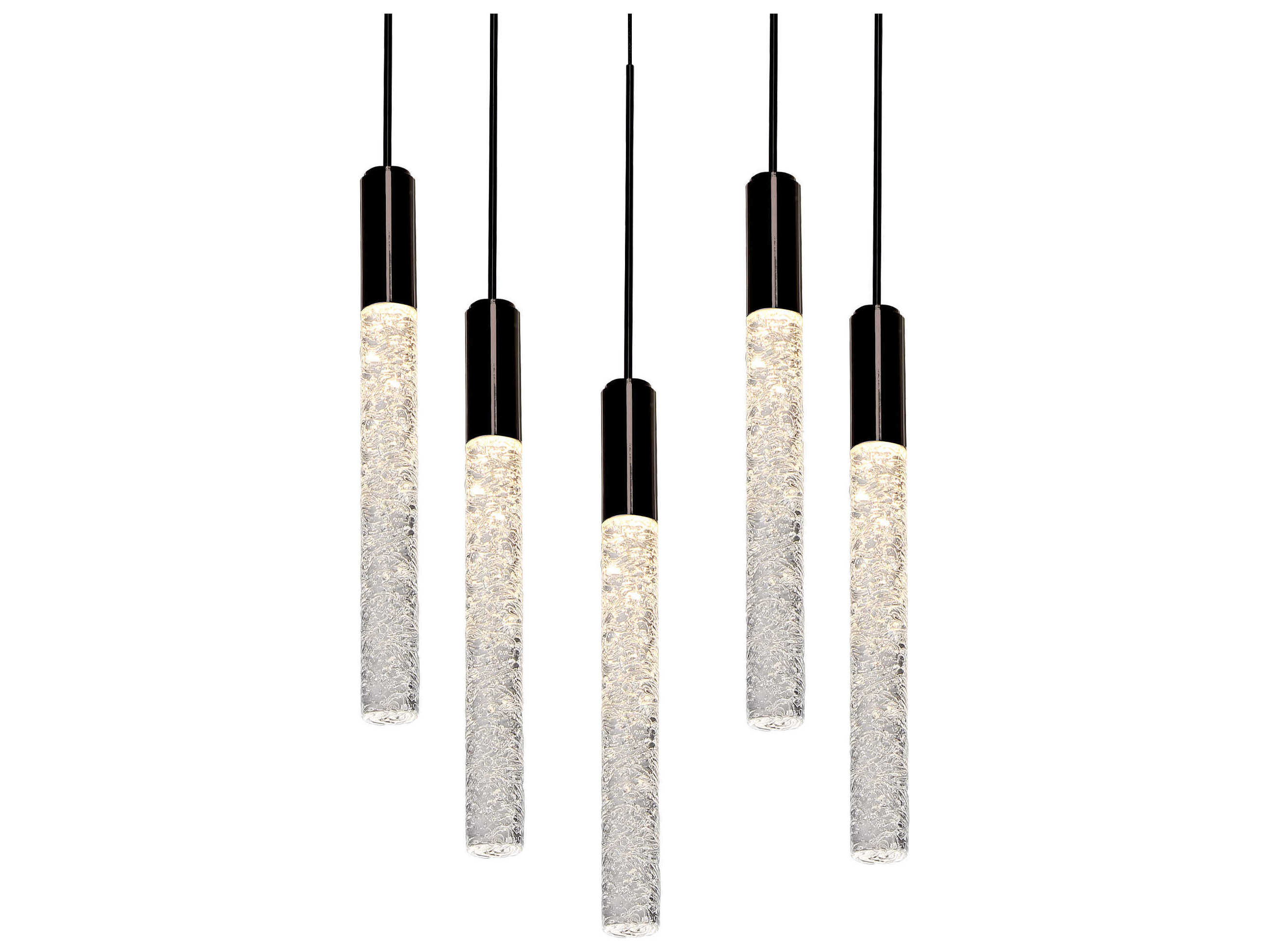 Modern Forms Magic 5-Light Black Crystal LED Cylinder Pendant