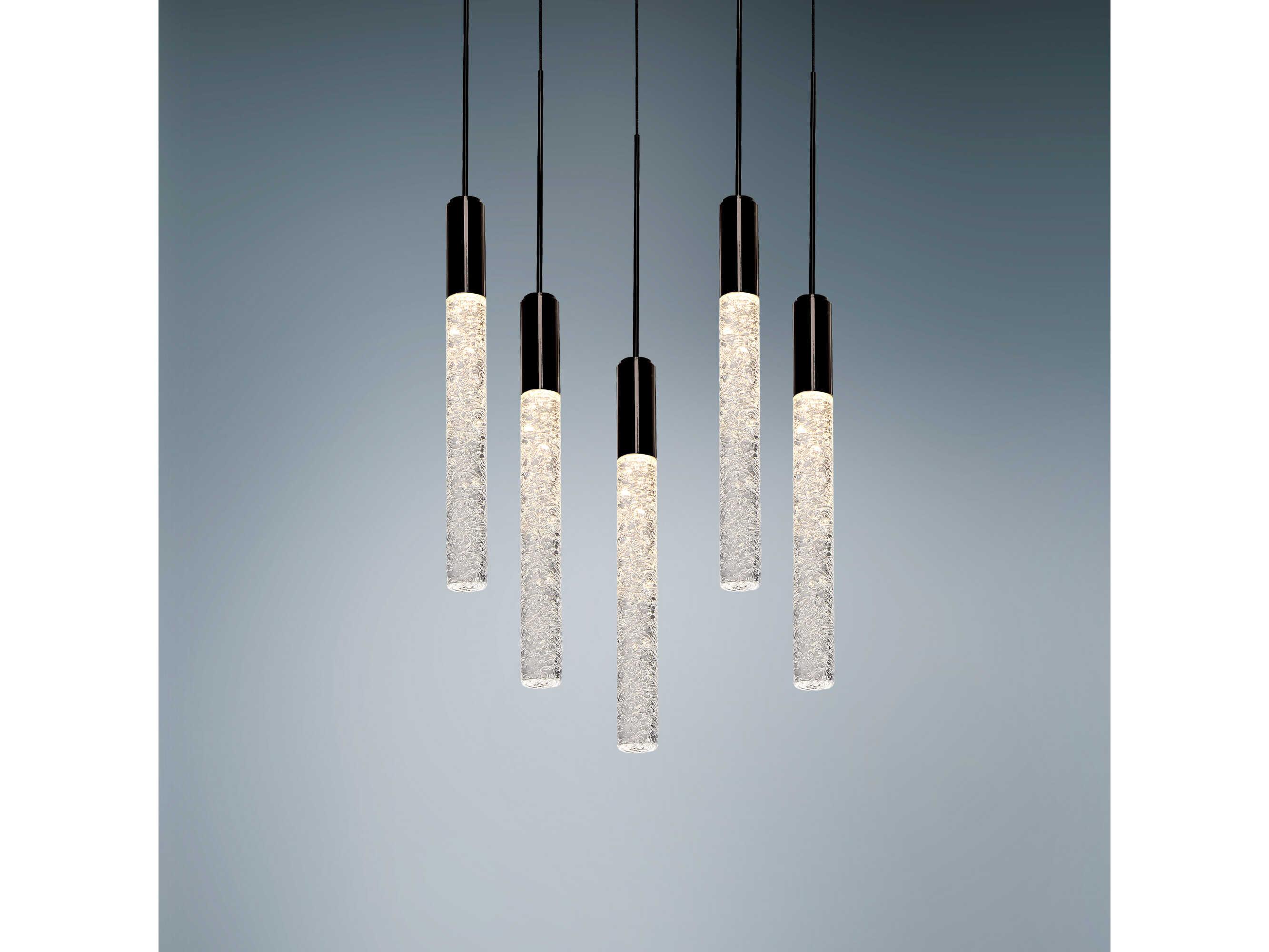 Modern Forms Magic 5-Light Black Crystal LED Cylinder Pendant