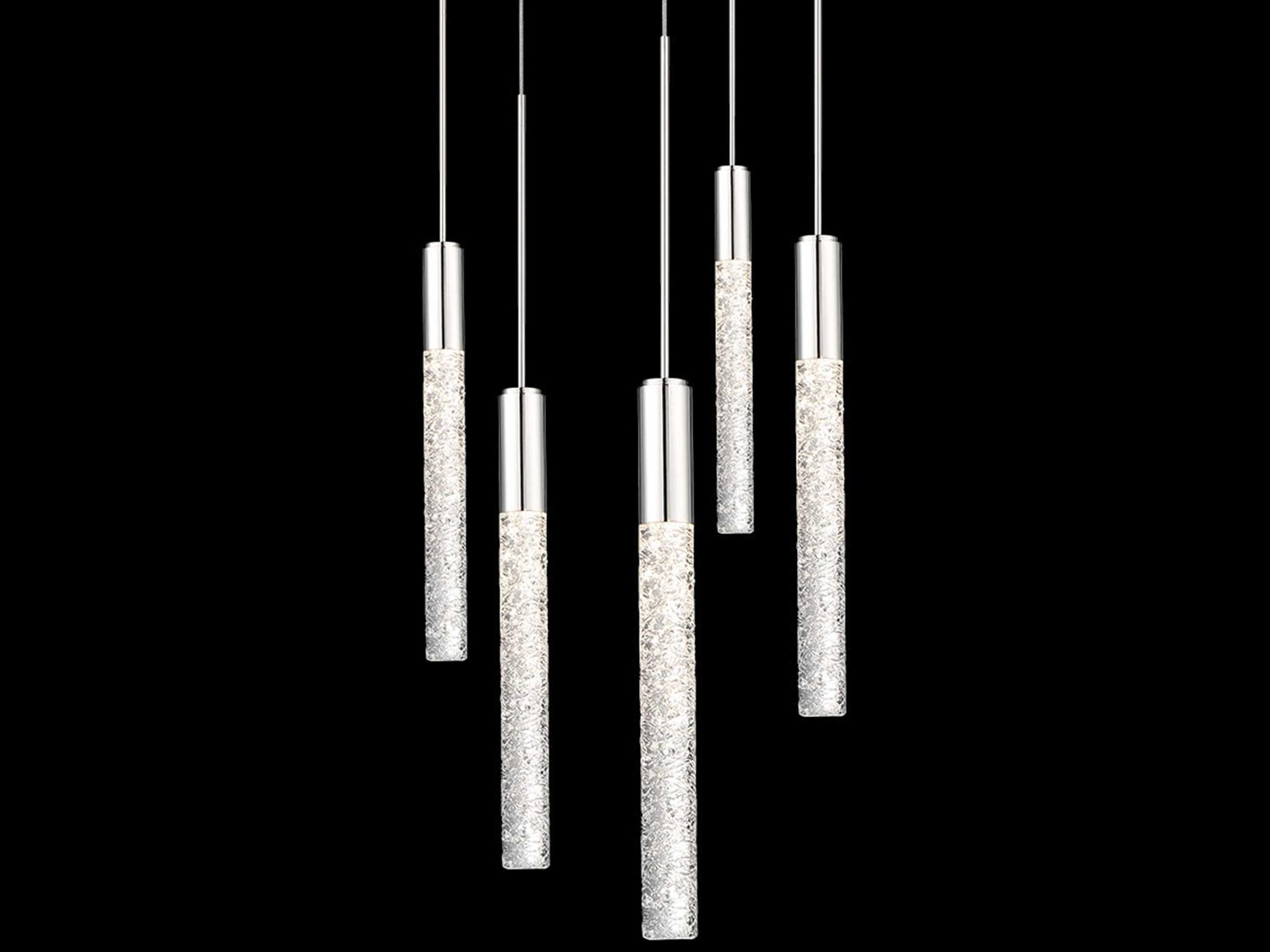 Modern Forms Magic 5-Light Polished Nickel Crystal LED Cylinder Pendant