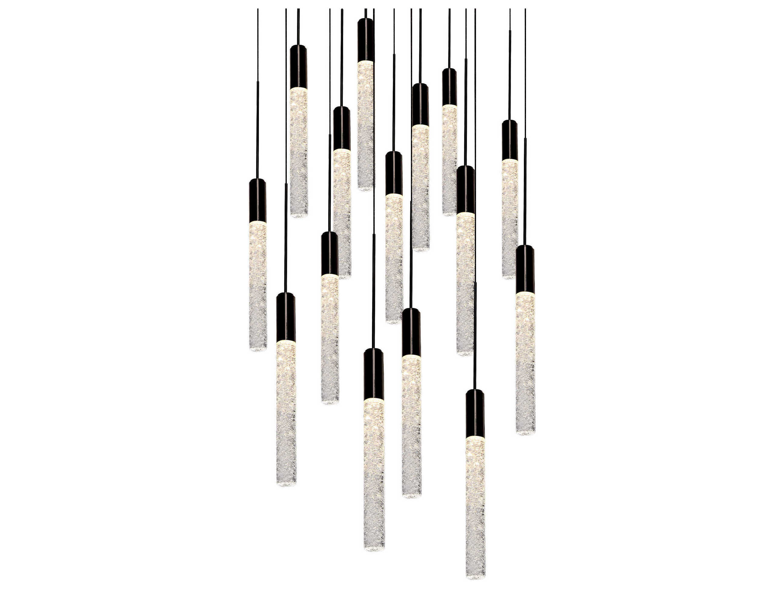 Modern Forms Magic 15-Light Black Crystal LED Cylinder Pendant