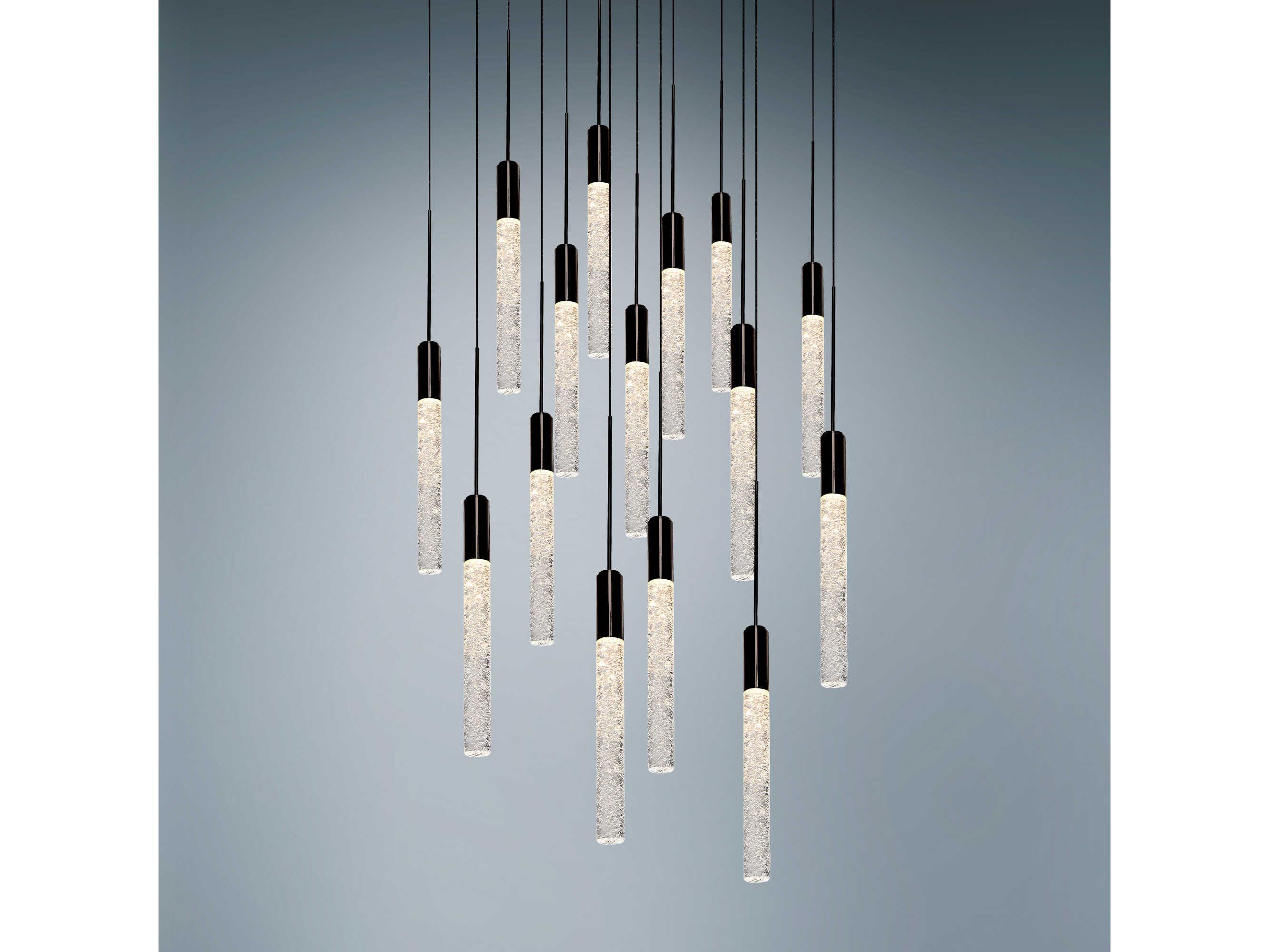 Modern Forms Magic 15-Light Black Crystal LED Cylinder Pendant