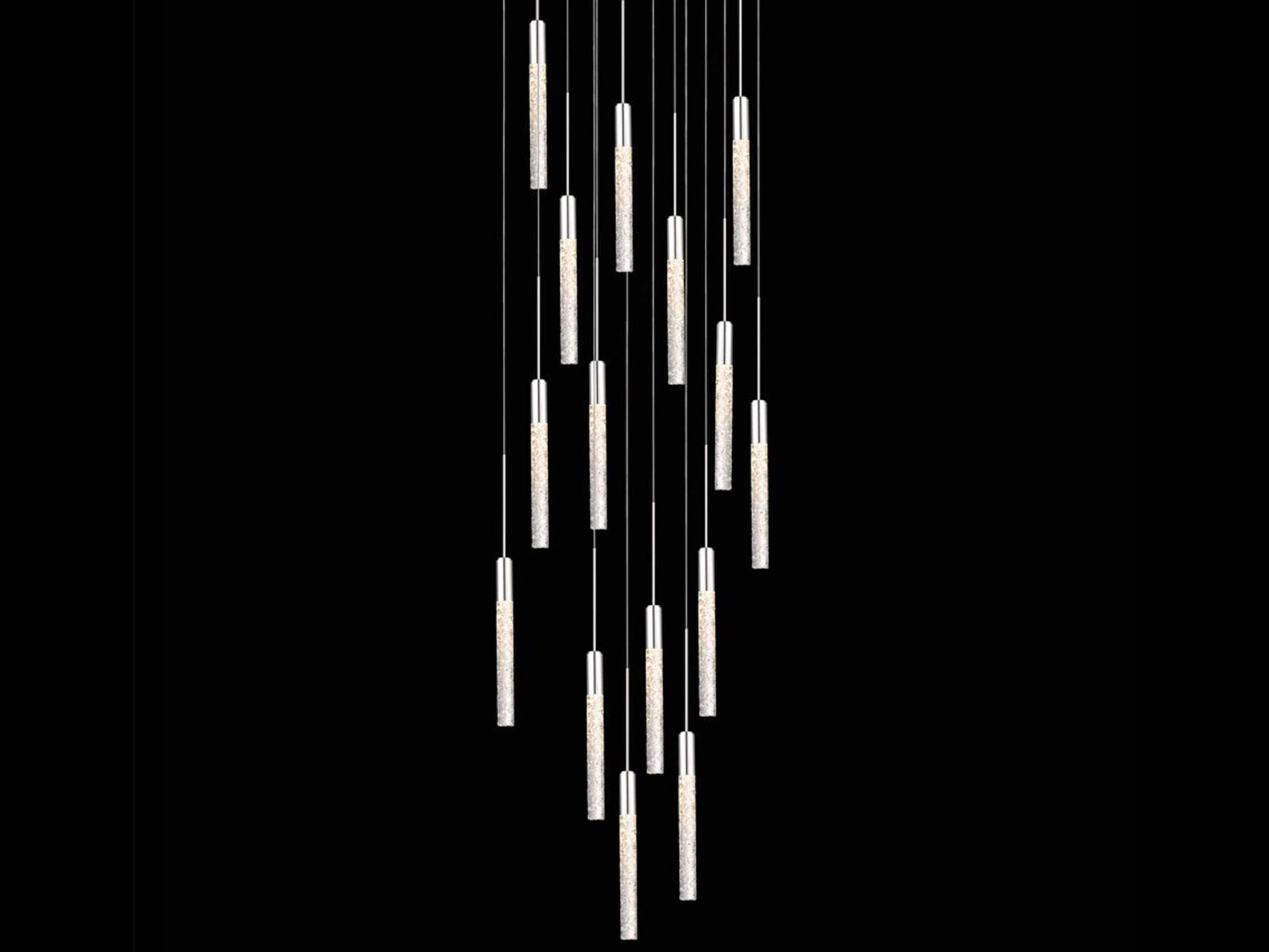 Modern Forms Magic 15-Light Polished Nickel Crystal LED Cylinder Pendant