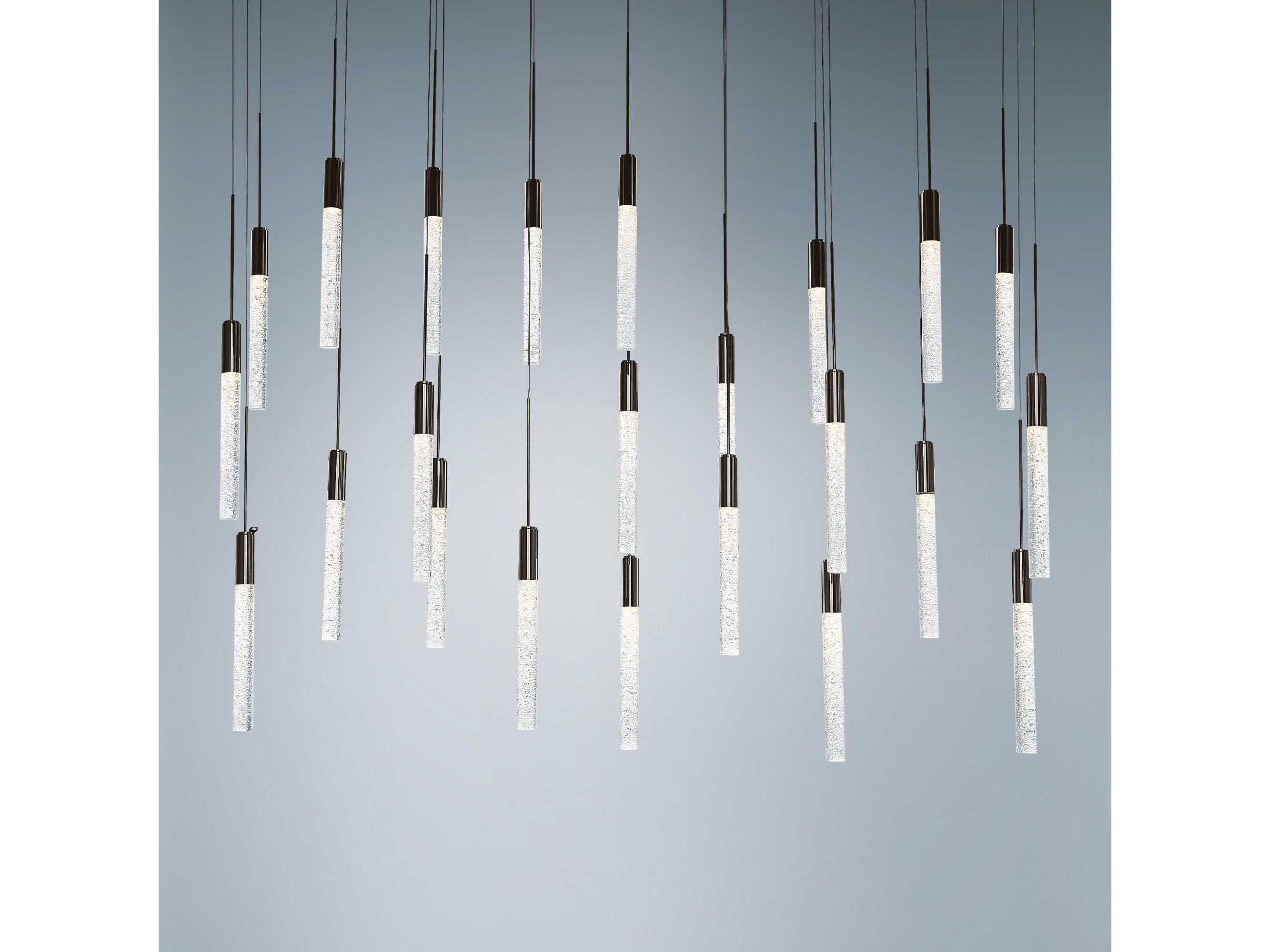 Modern Forms Magic 23-Light Black Crystal LED Cylinder Linear Island Pendant