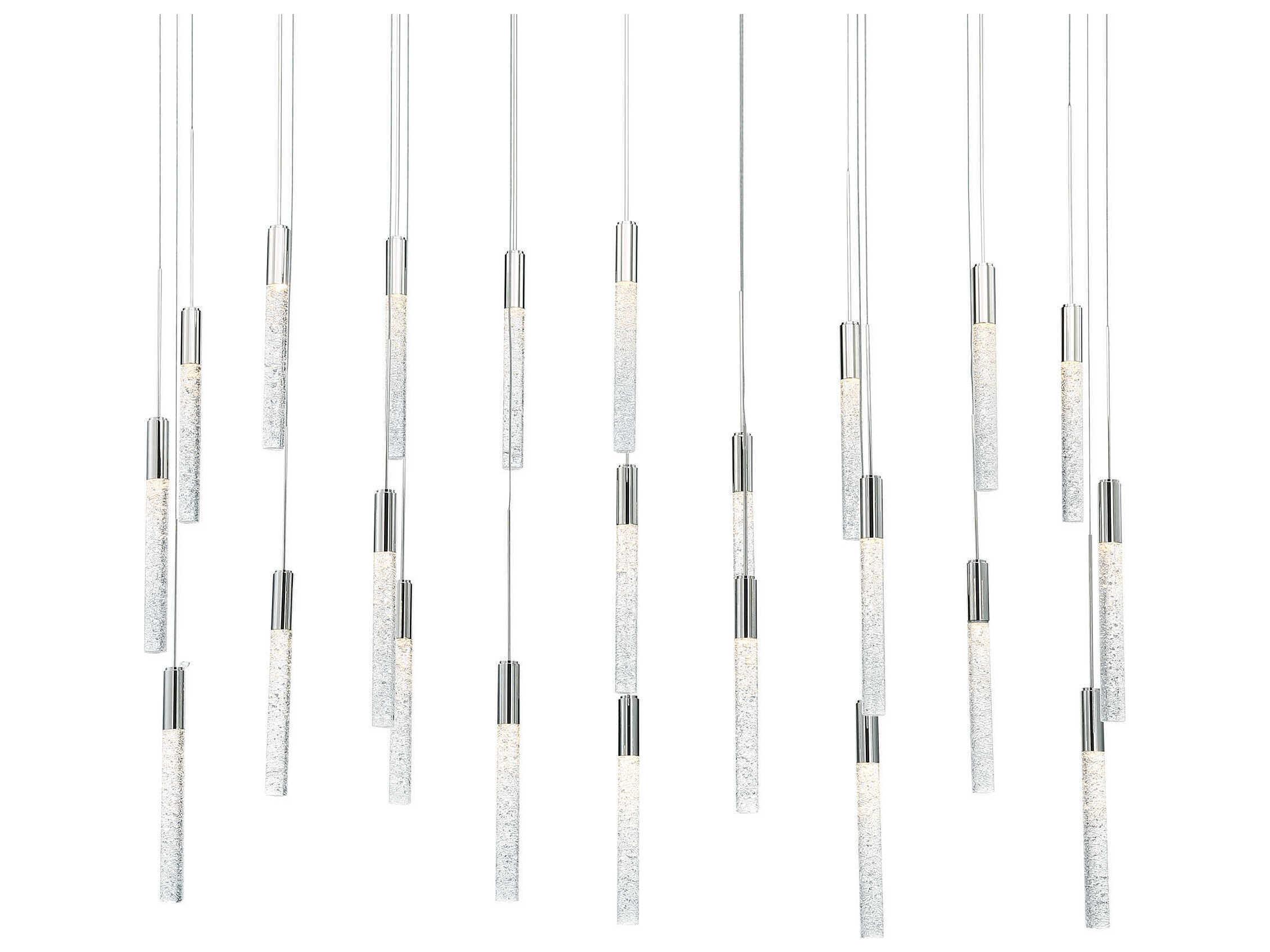 Modern Forms Magic 23-Light Polished Nickel Crystal LED Cylinder Linear Island Pendant