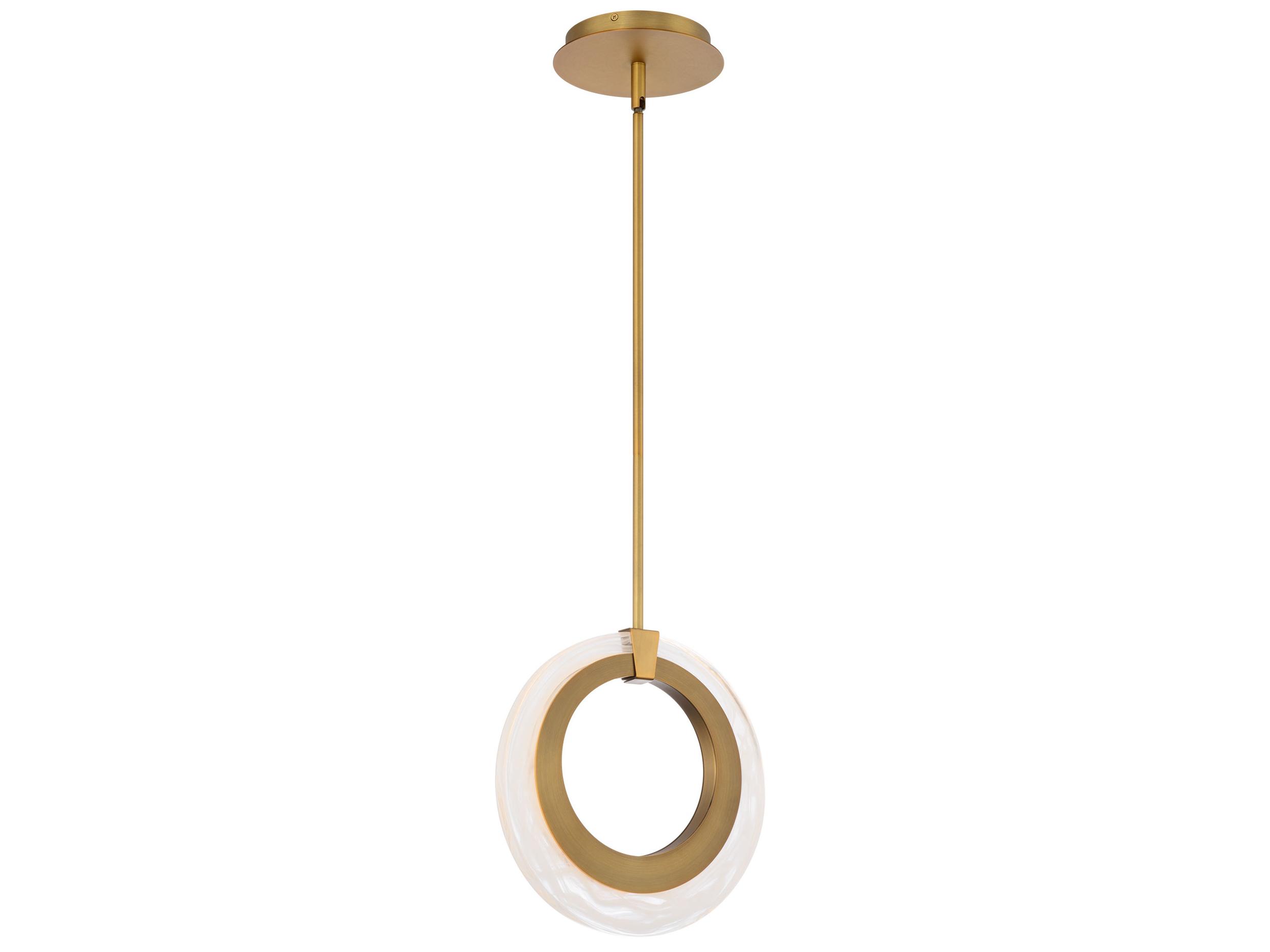 Modern Forms Serenity 1-Light Aged Brass Glass LED Round Mini Pendant