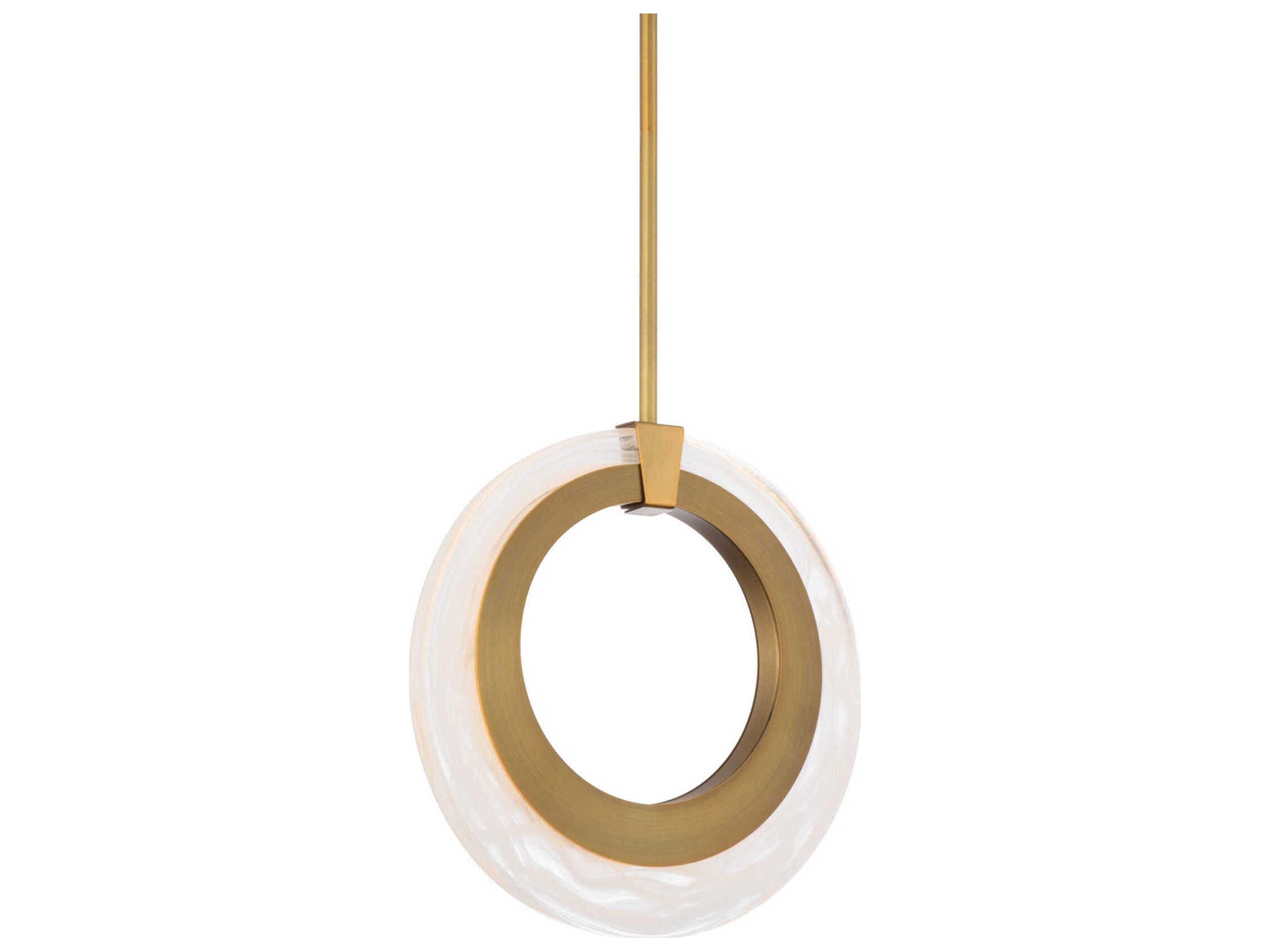 Modern Forms Serenity 1-Light Aged Brass Glass LED Round Mini Pendant