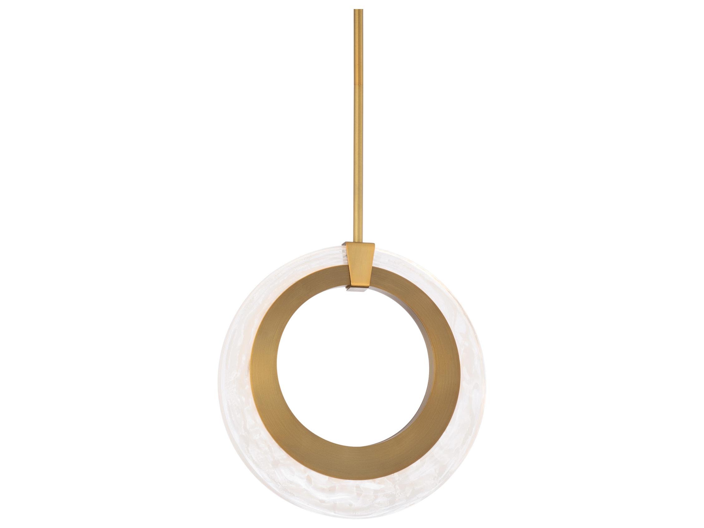 Modern Forms Serenity 1-Light Aged Brass Glass LED Round Mini Pendant