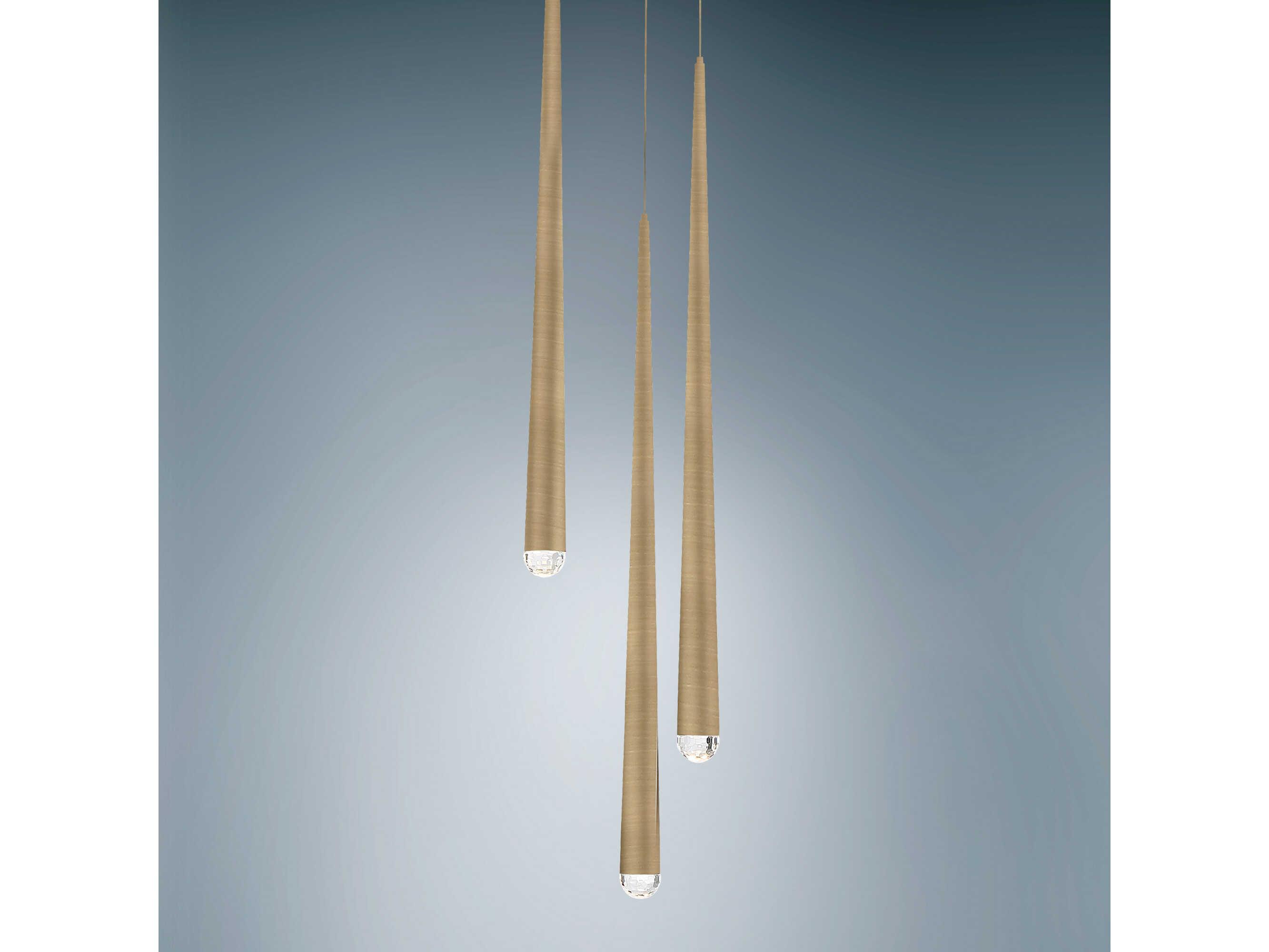 Modern Forms Cascade 3-Light Aged Brass Crystal LED Mini Pendant