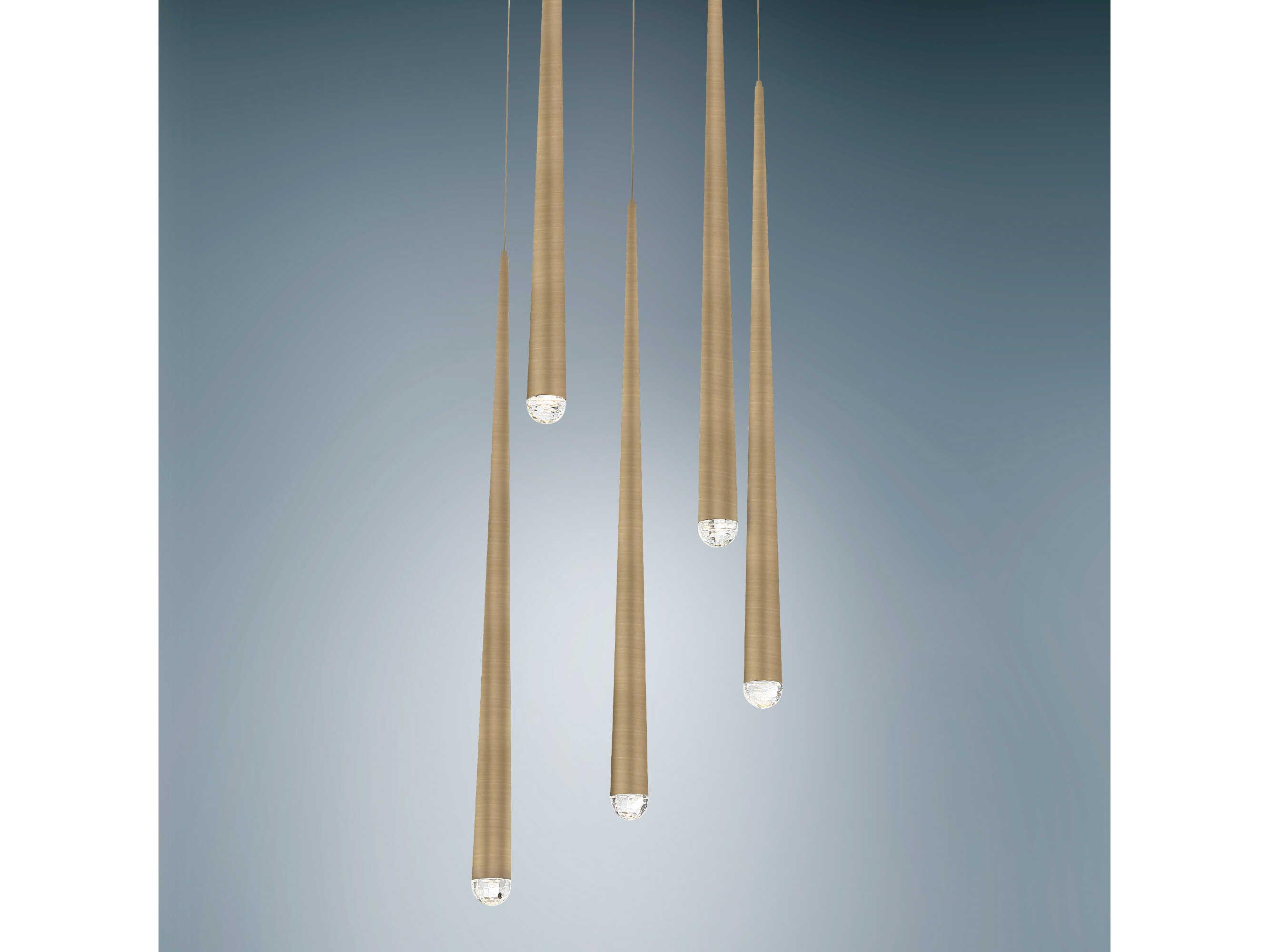 Modern Forms Cascade 5-Light Aged Brass Crystal LED Pendant