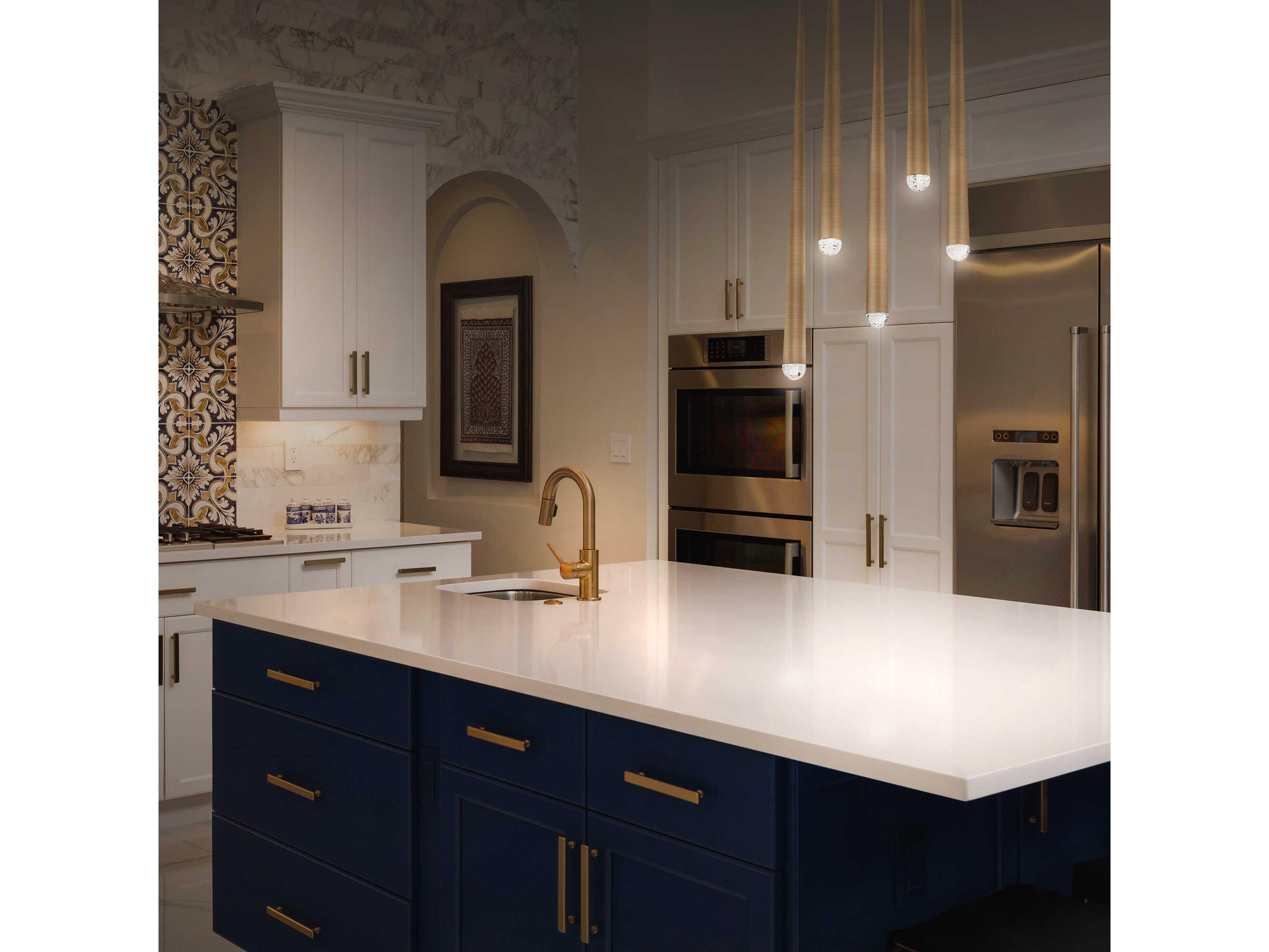 Modern Forms Cascade 5-Light Aged Brass Crystal LED Pendant