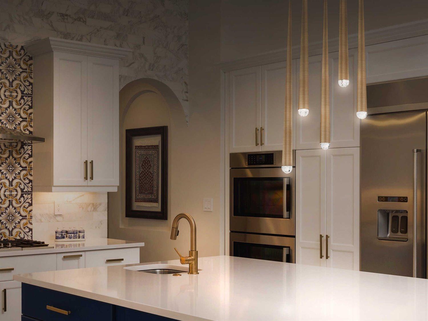 Modern Forms Cascade 5-Light Aged Brass Crystal LED Pendant