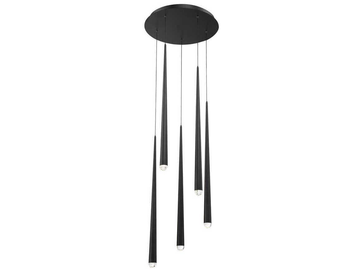Modern Forms Cascade 5-Light Black Crystal LED Pendant