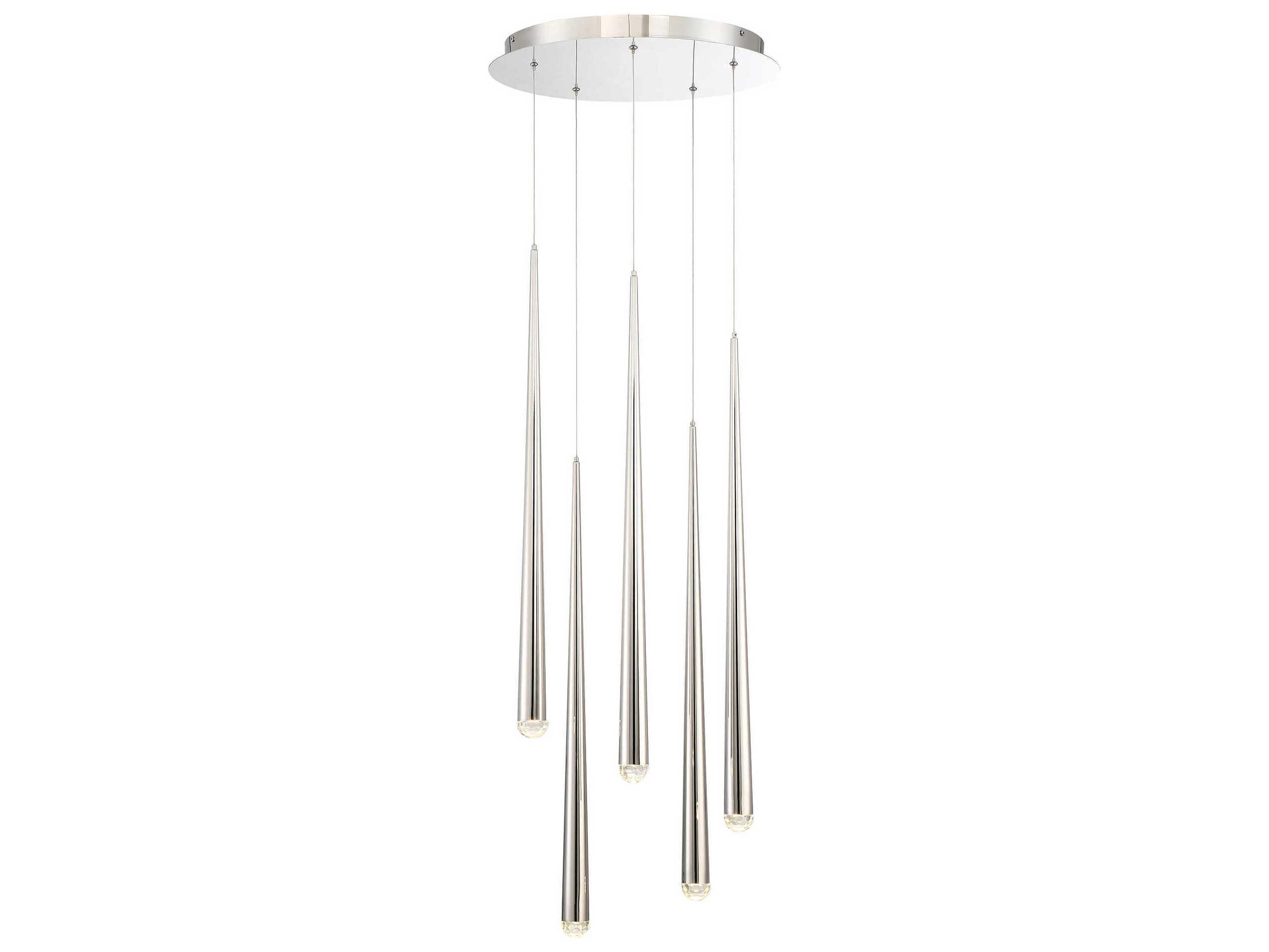 Modern Forms Cascade 5-Light Polished Nickel Crystal LED Pendant