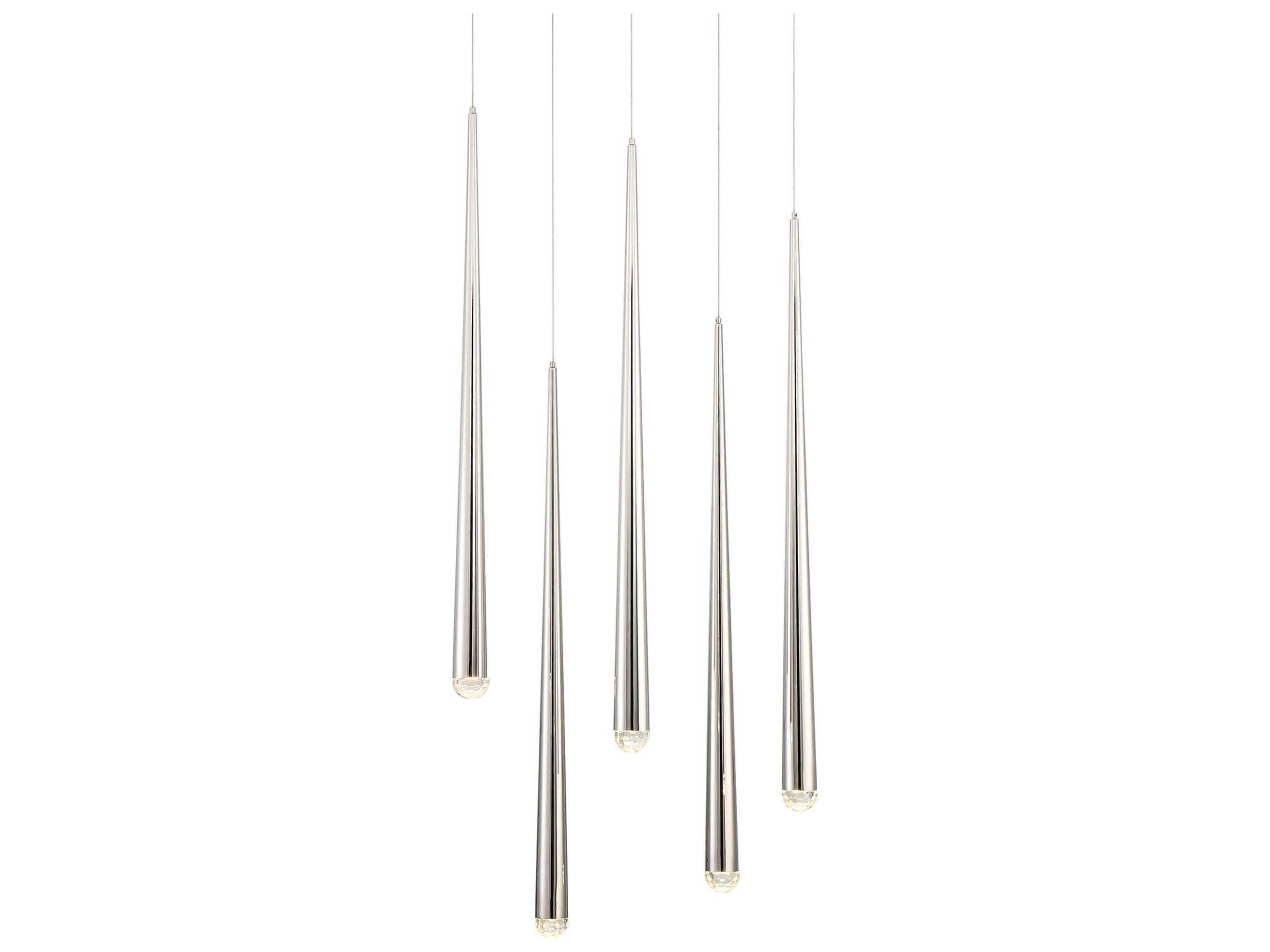 Modern Forms Cascade 5-Light Polished Nickel Crystal LED Pendant