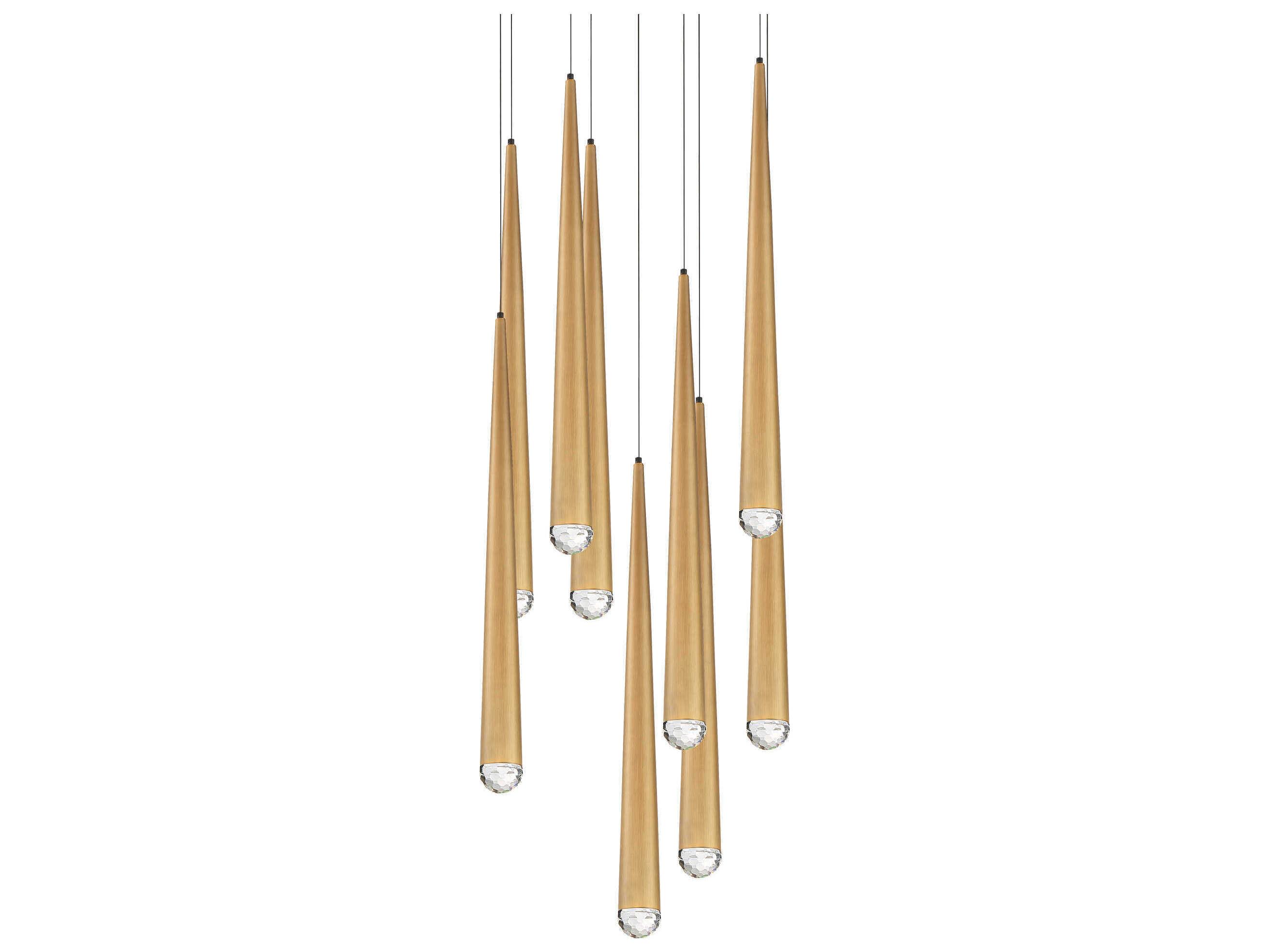 Modern Forms Cascade 9-Light Aged Brass Crystal LED Pendant