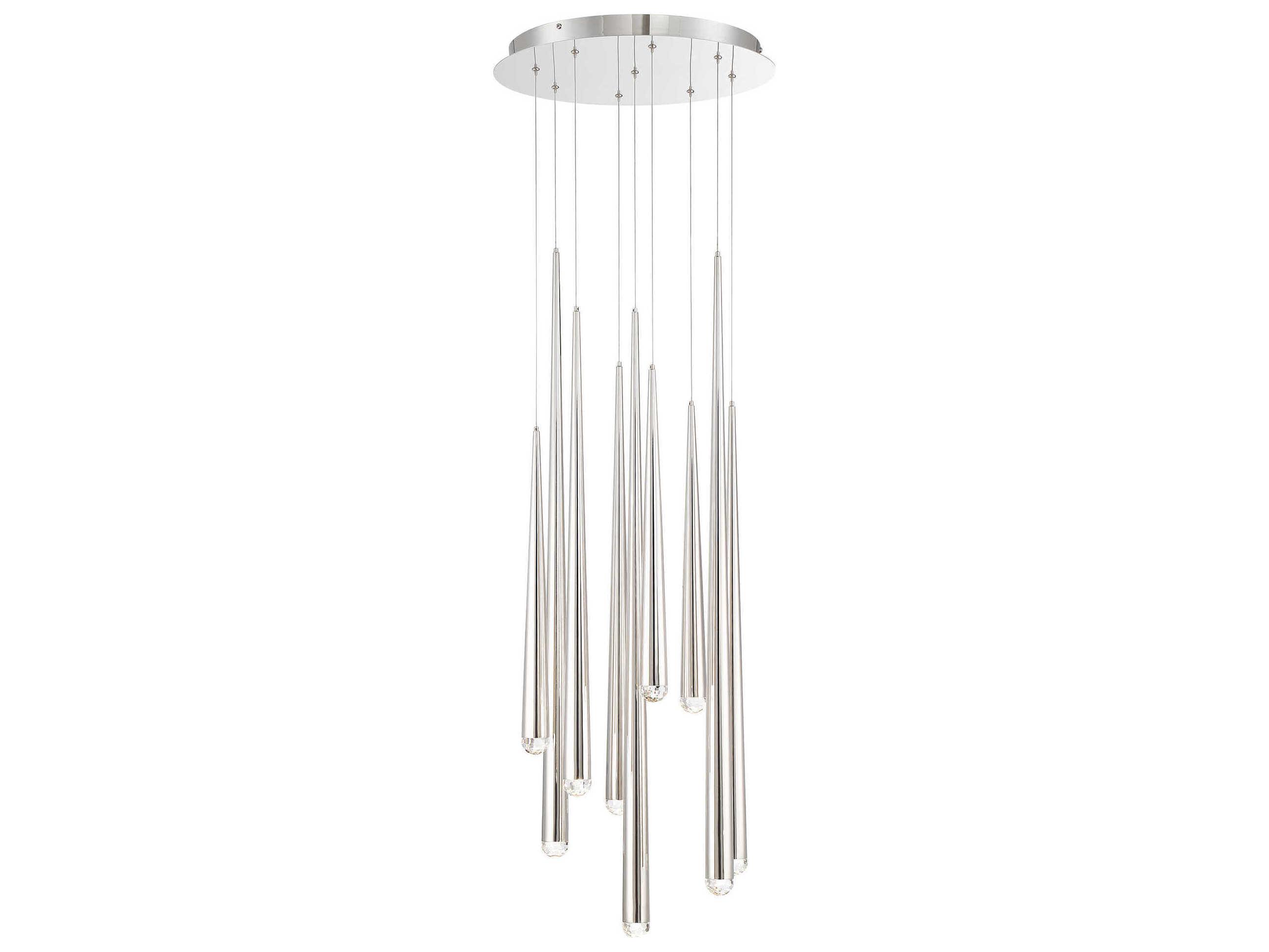 Modern Forms Cascade 9-Light Polished Nickel Crystal LED Pendant
