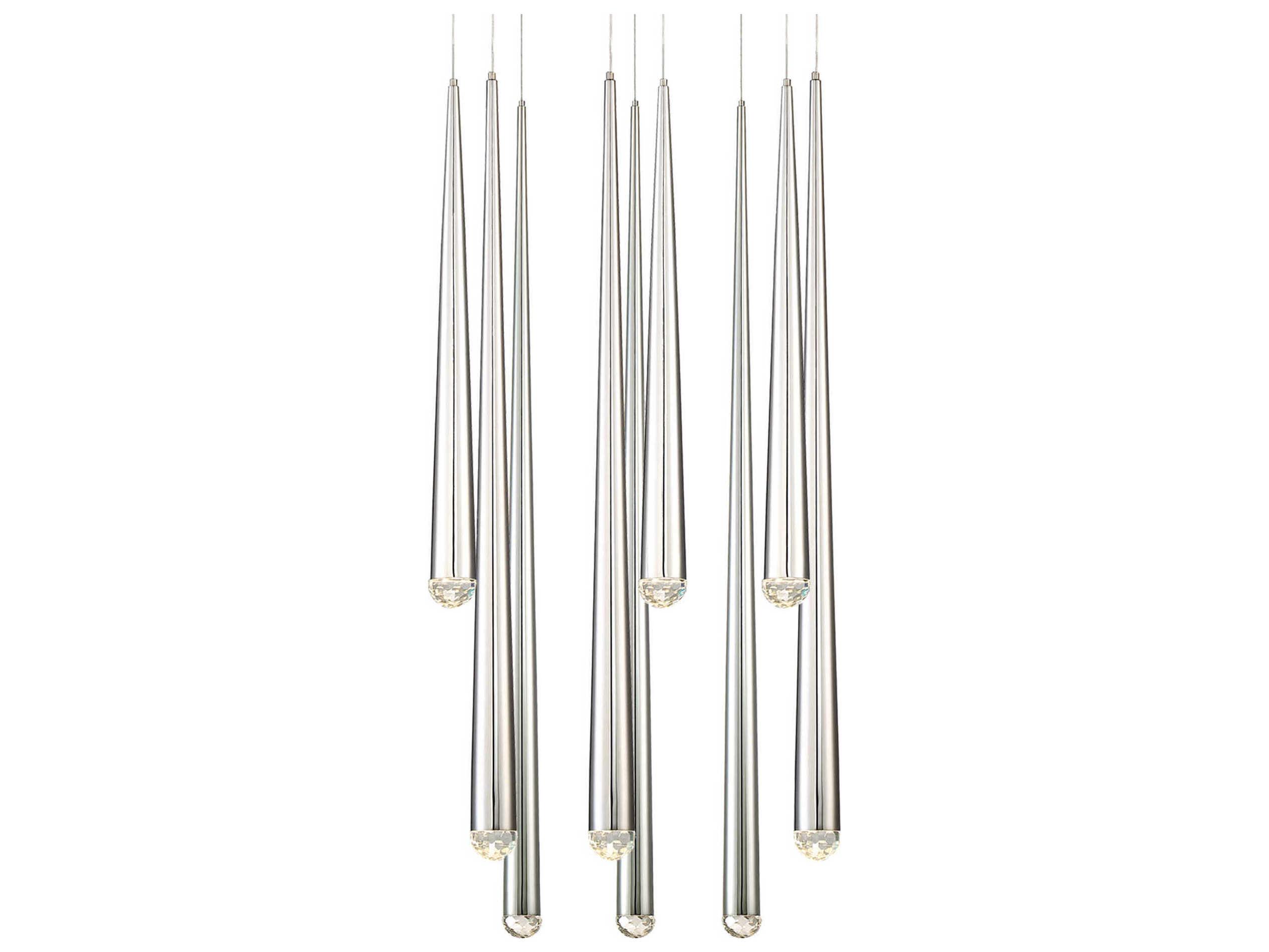 Modern Forms Cascade 9-Light Polished Nickel Crystal LED Pendant