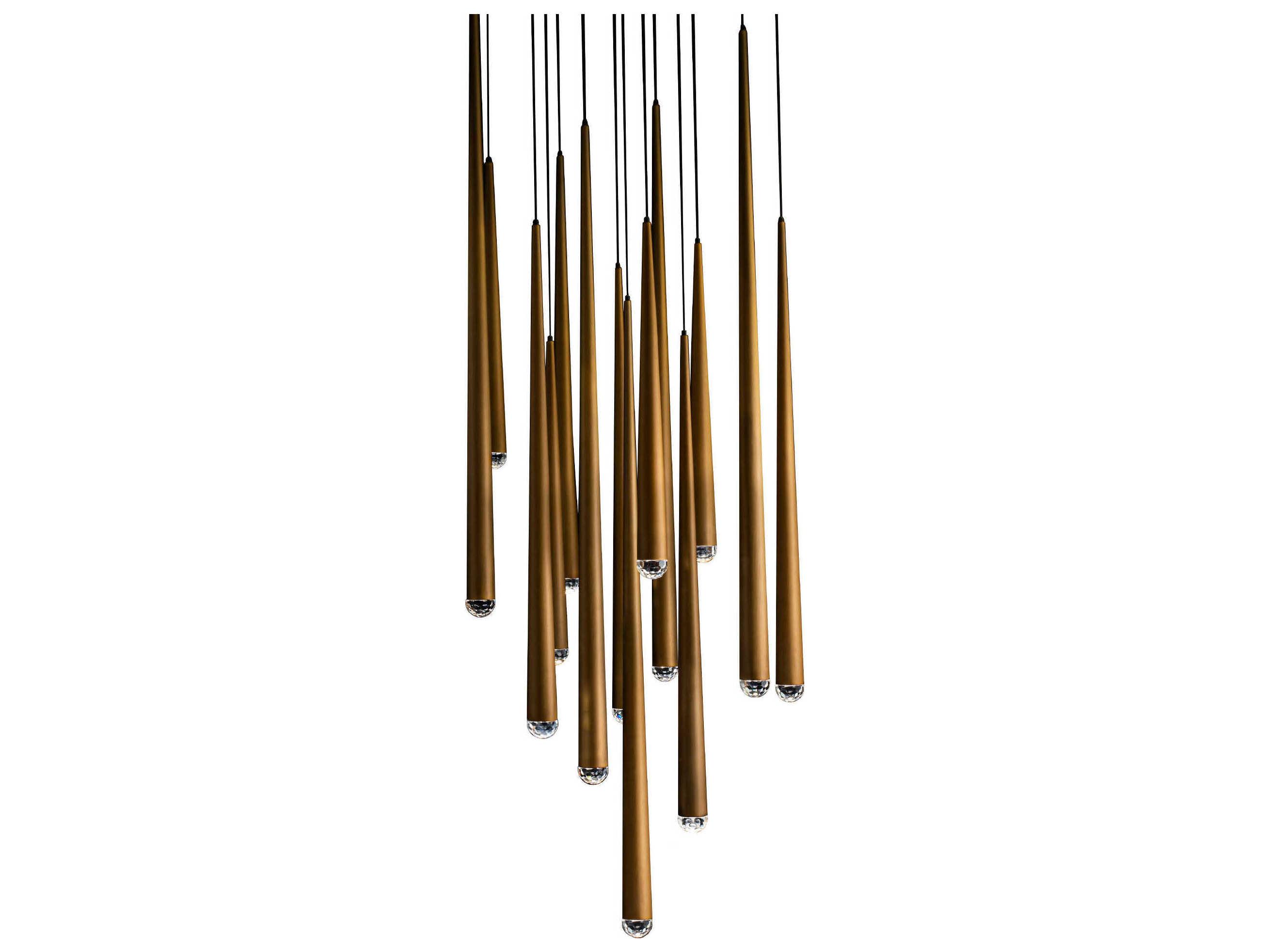 Modern Forms Cascade 15-Light Aged Brass Crystal LED Pendant