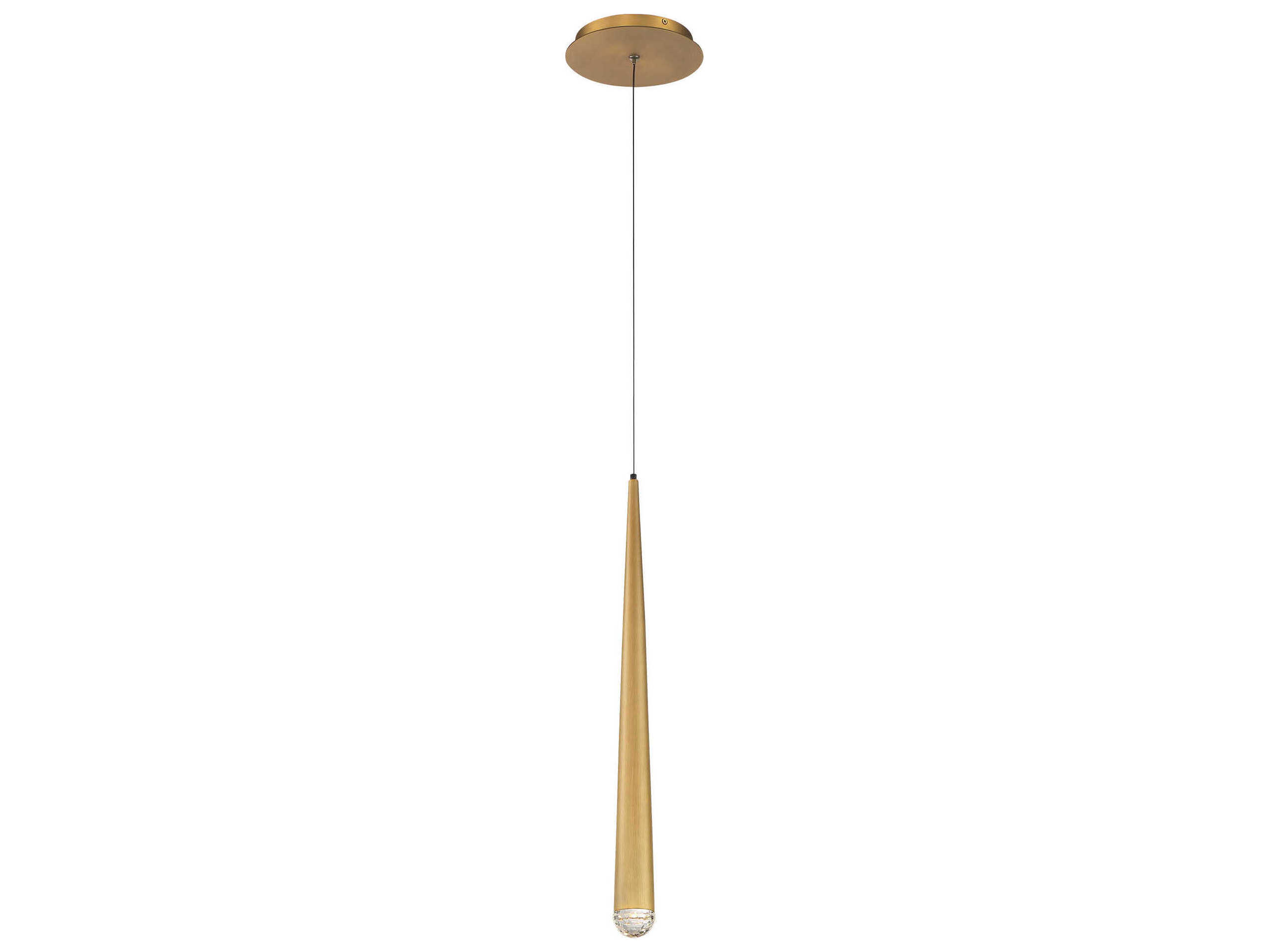 Modern Forms Cascade 1-Light Aged Brass Crystal LED Mini Pendant