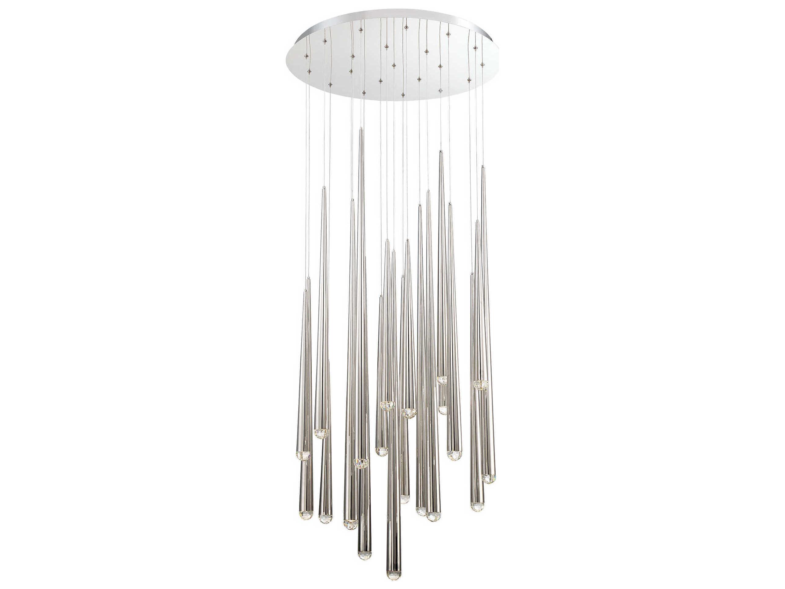 Modern Forms Cascade 21-Light Polished Nickel Crystal LED Pendant