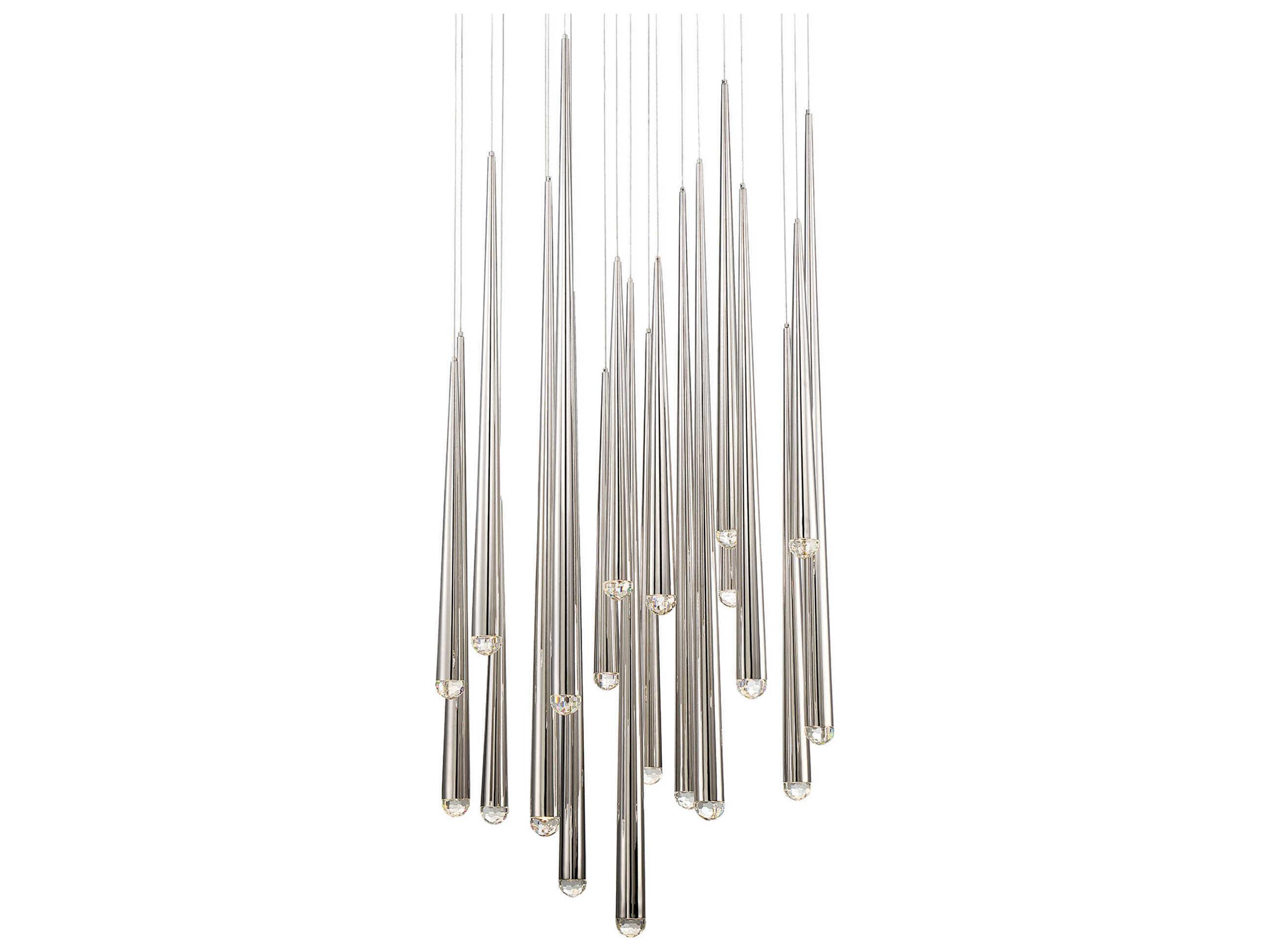 Modern Forms Cascade 21-Light Polished Nickel Crystal LED Pendant