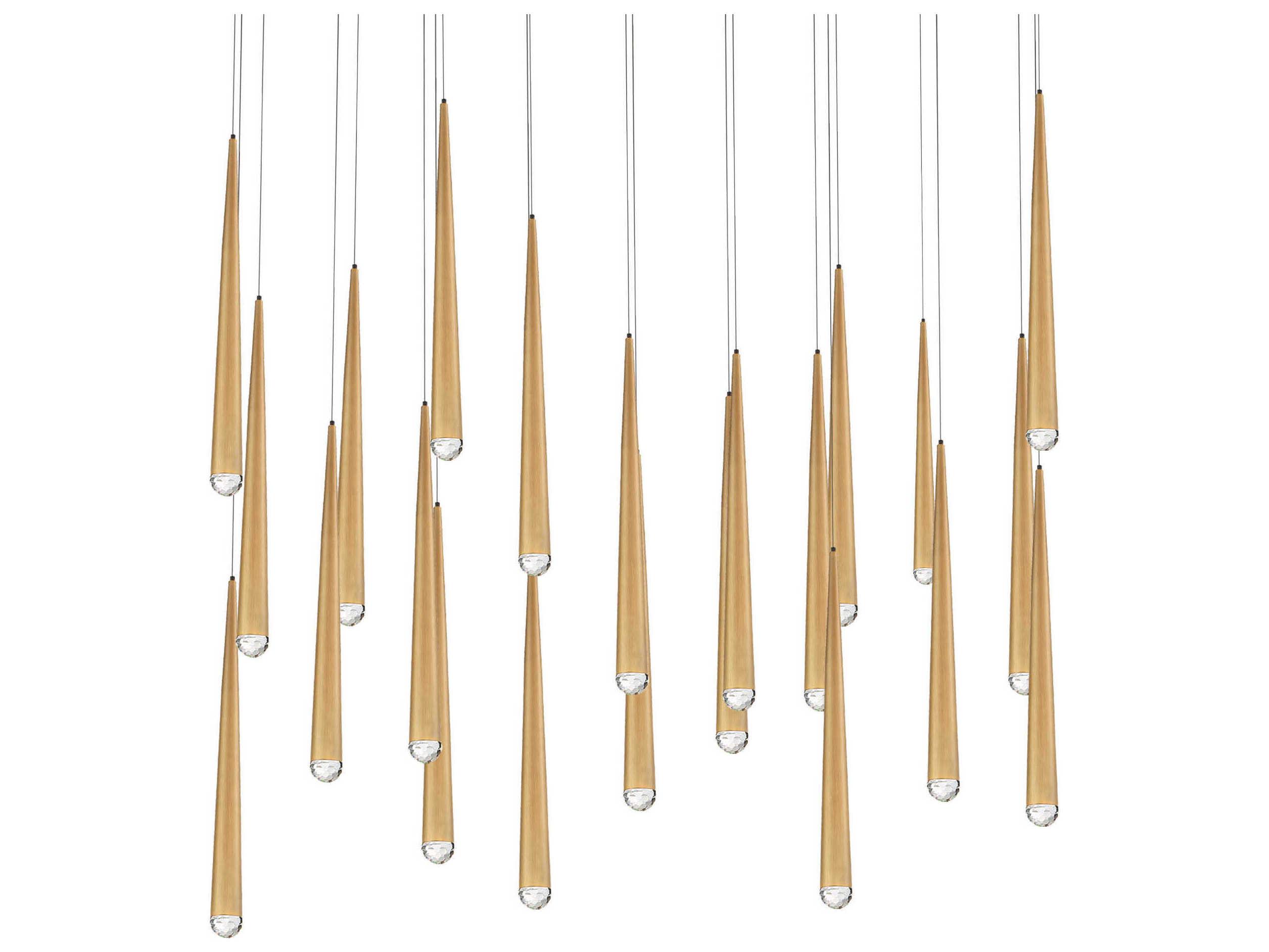 Modern Forms Cascade 23-Light Aged Brass Crystal LED Linear Island Pendant