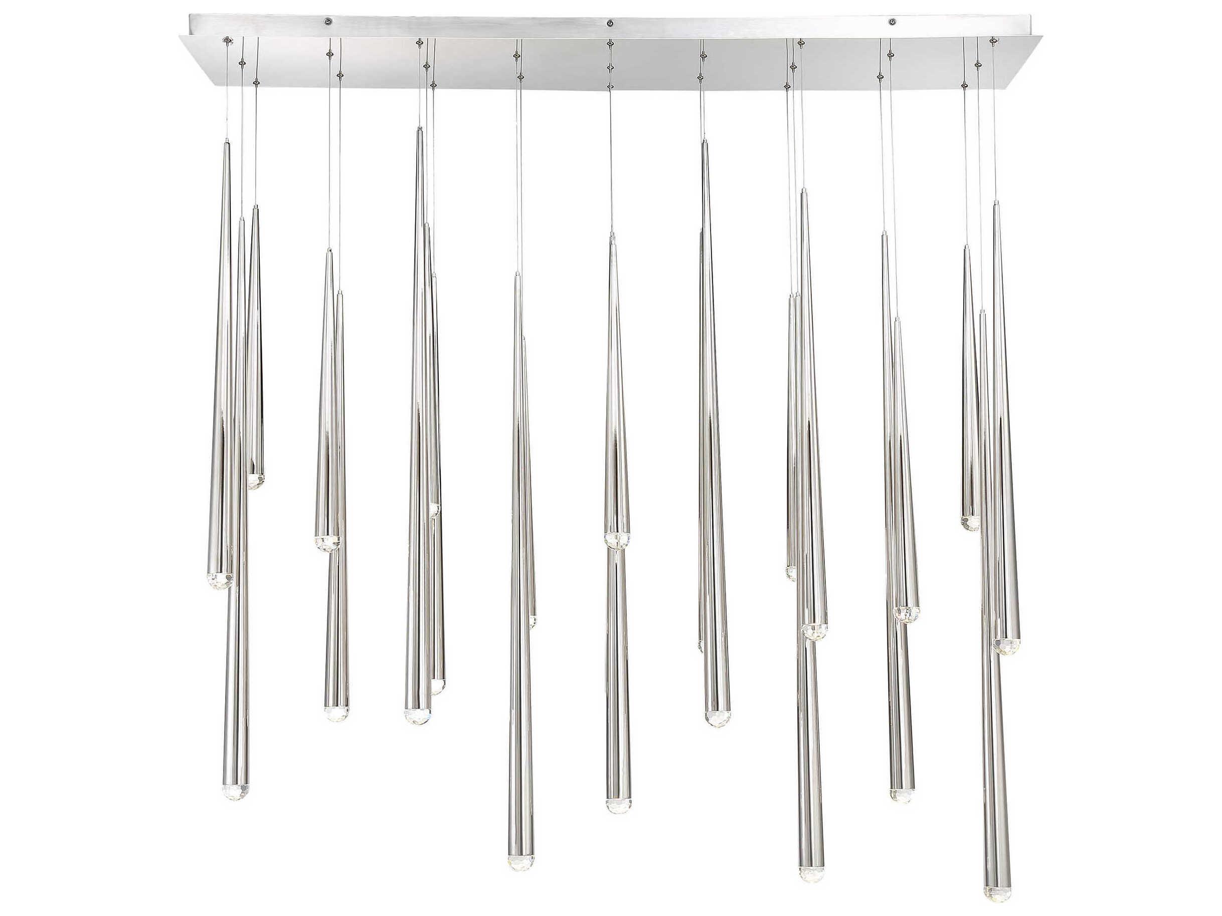 Modern Forms Cascade 23-Light Polished Nickel Crystal LED Linear Island Pendant